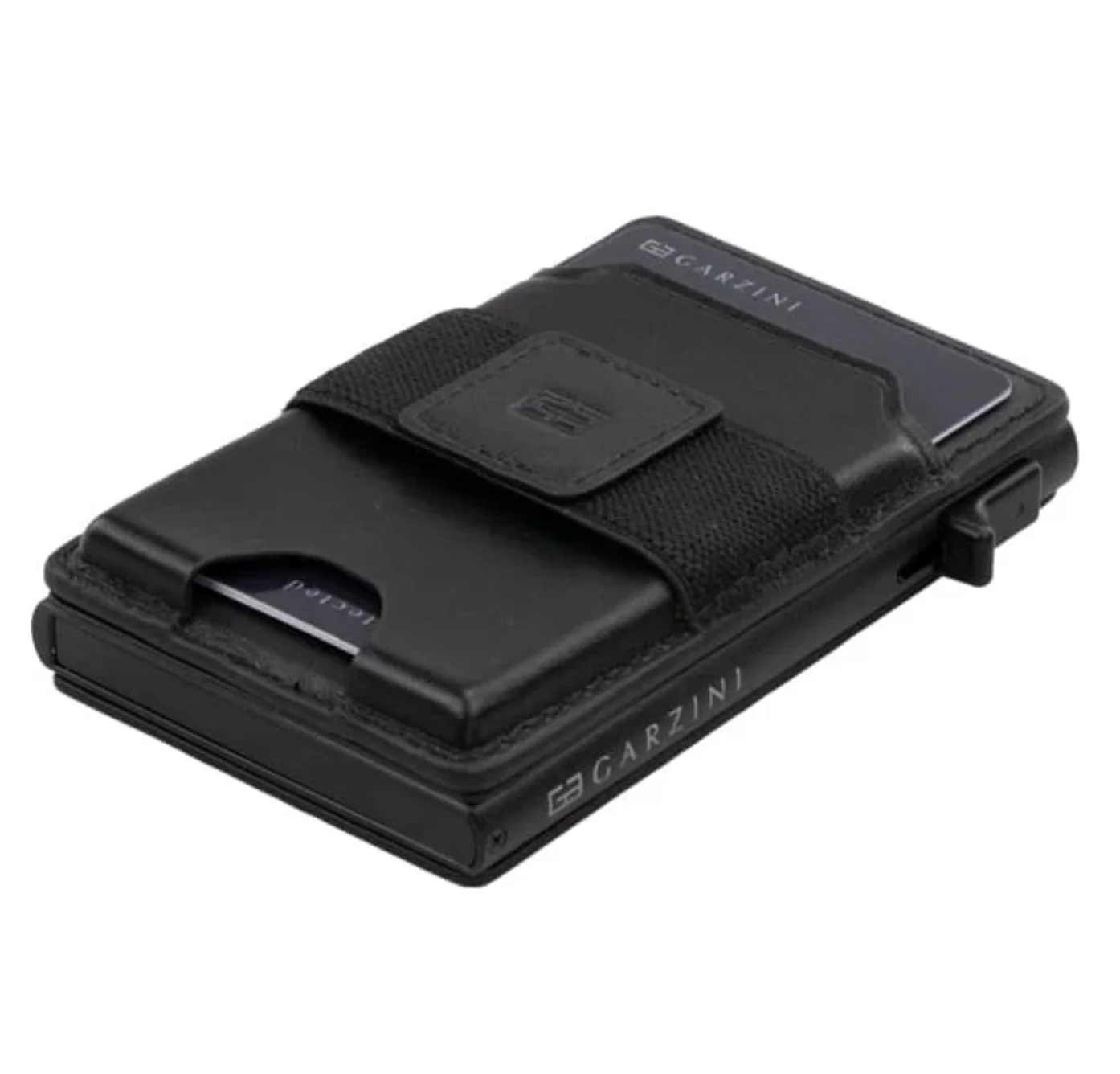Garzini Magsafe Dual Functionality Leather Wallet & Metal Card Holder – Black