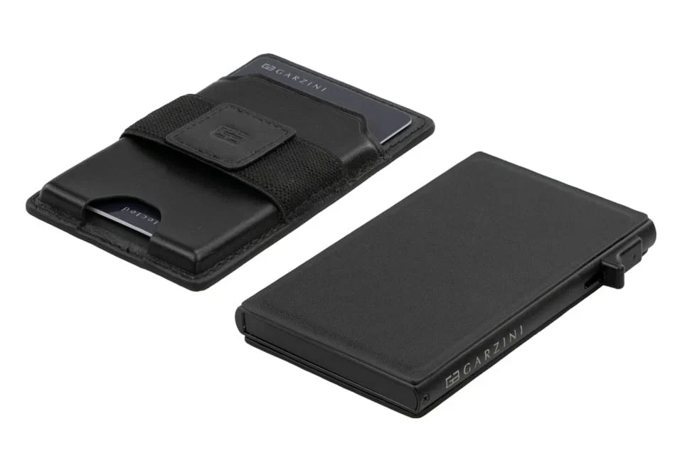 Garzini Magsafe Dual Functionality Leather Wallet & Metal Card Holder – Black - Image 2