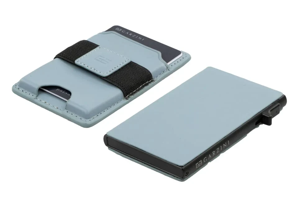 Garzini Magsafe Dual Functionality Leather Wallet & Metal Card Holder – Blue - Image 2