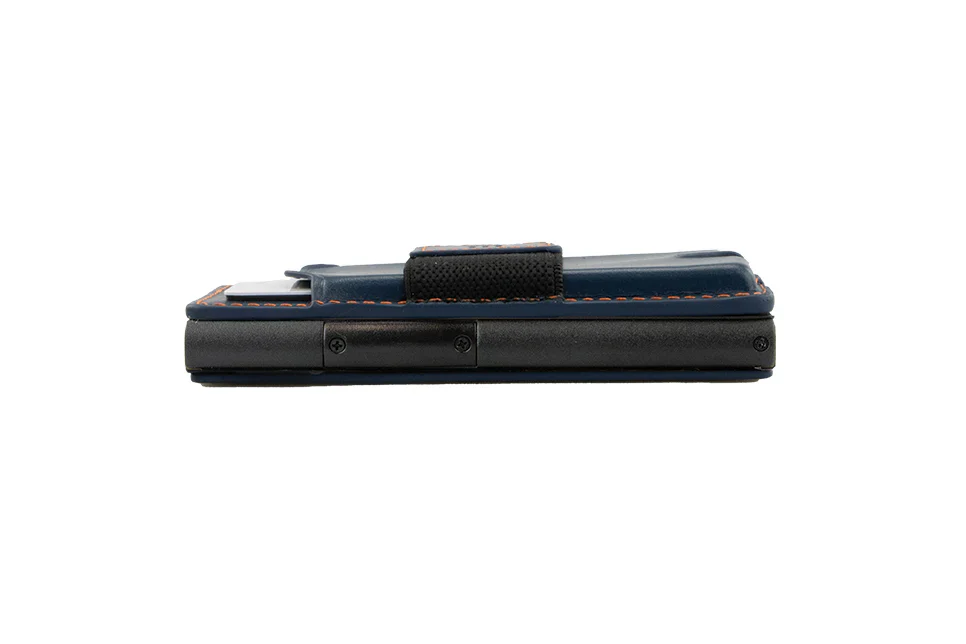 Garzini Magsafe Dual Functionality Leather Wallet & Metal Card Holder – Blue Orange - Image 3