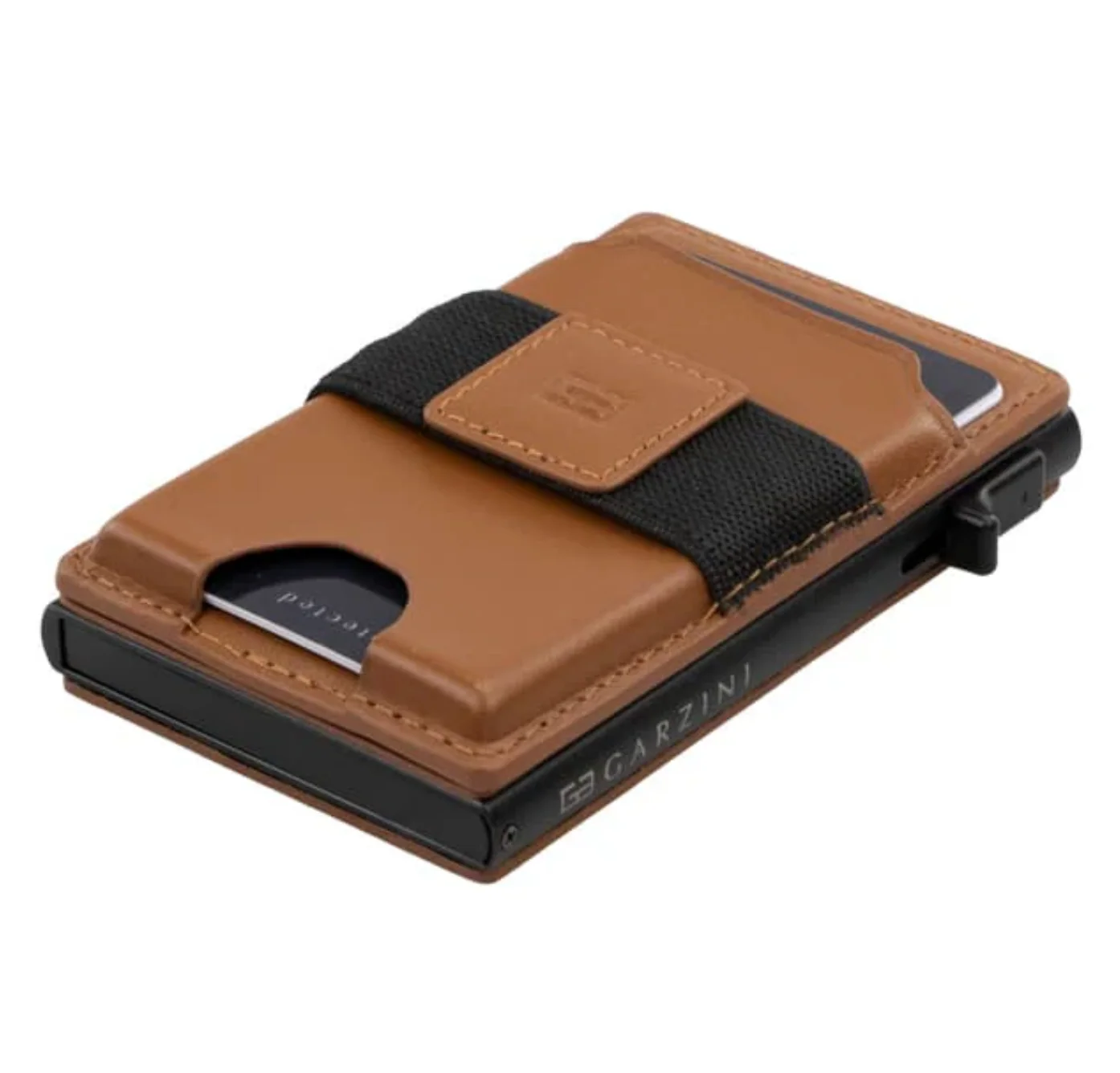 Garzini Magsafe Dual Functionality Leather Wallet & Metal Card Holder β Brown
