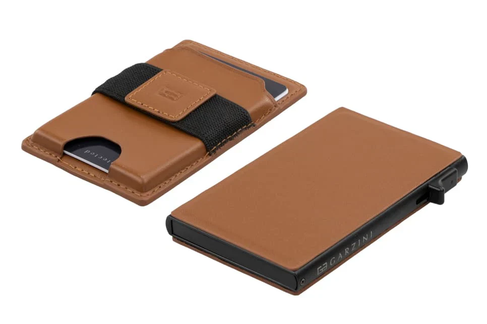 Garzini Magsafe Dual Functionality Leather Wallet & Metal Card Holder β Brown - Image 2