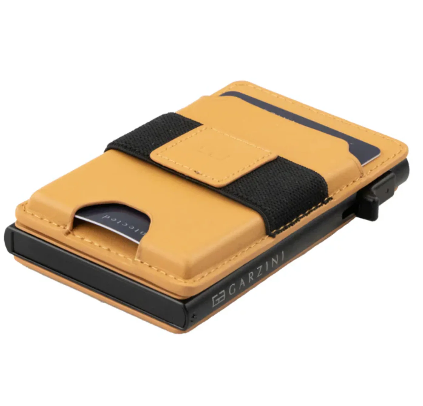 Garzini Magsafe Dual Functionality Leather Wallet & Metal Card Holder β Cognac