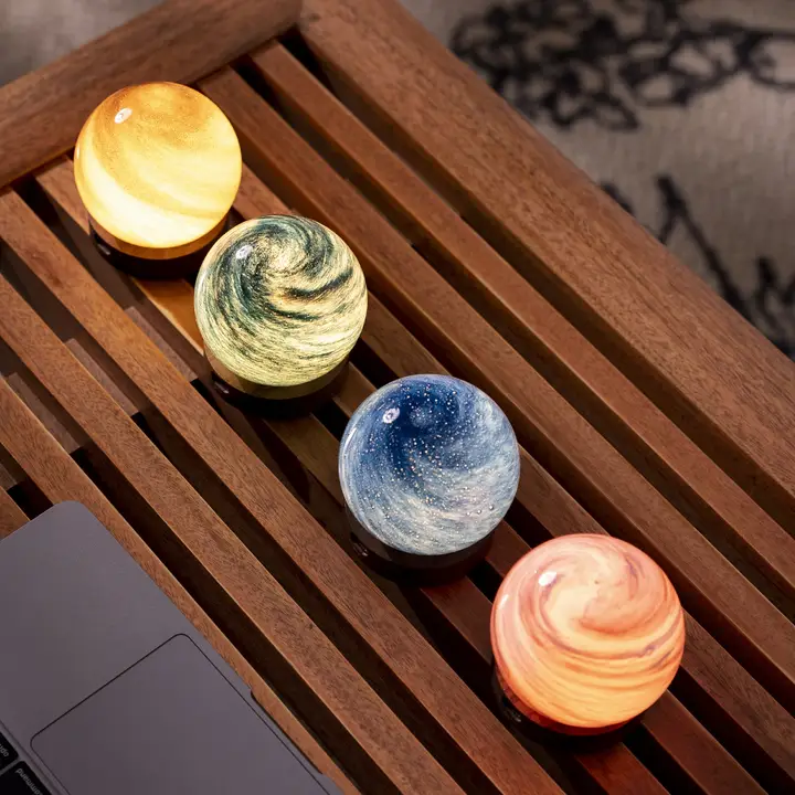 Gingko AstraGlass Light Hand Blown & Painted Artisanal Glass Orb – 3.5" – Mini Galaxy Breeze - Image 3