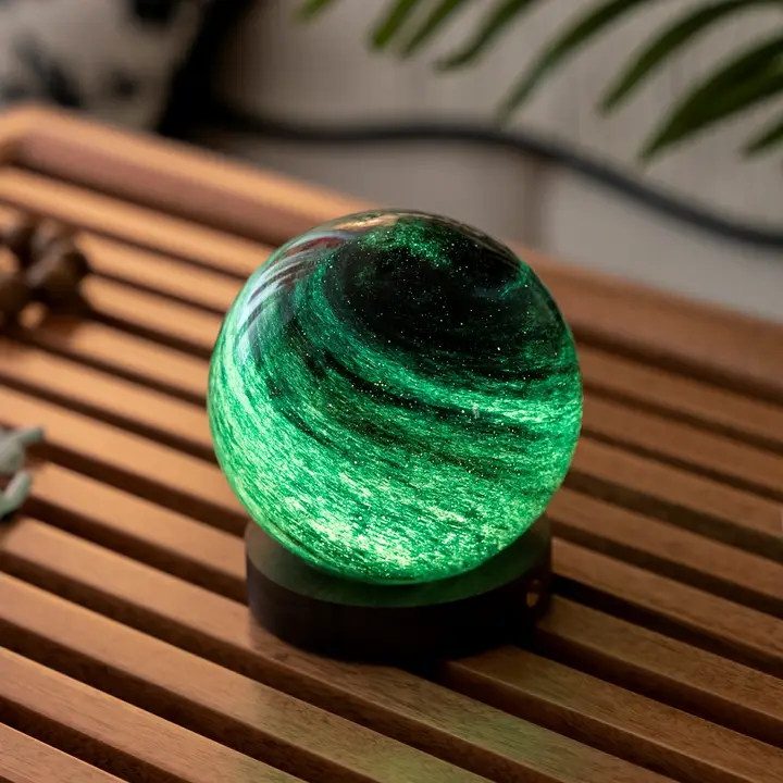 Gingko AstraGlass Light Hand Blown & Painted Artisanal Glass Orb – 3.5" – Mini Galaxy Breeze - Image 4
