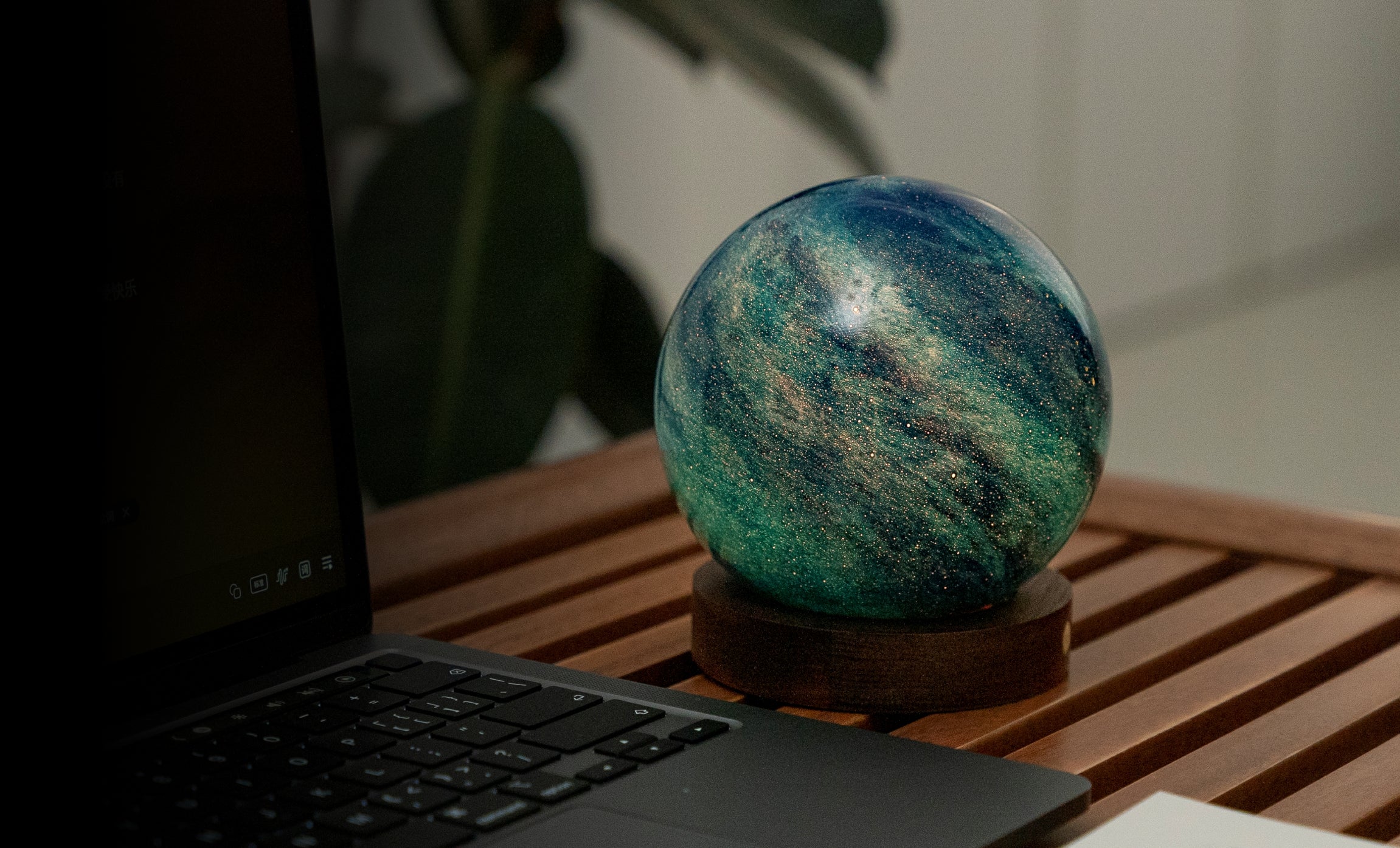 Gingko AstraGlass Light Hand Blown & Painted Artisanal Glass Orb – 5" – Galaxy Breeze - Image 6