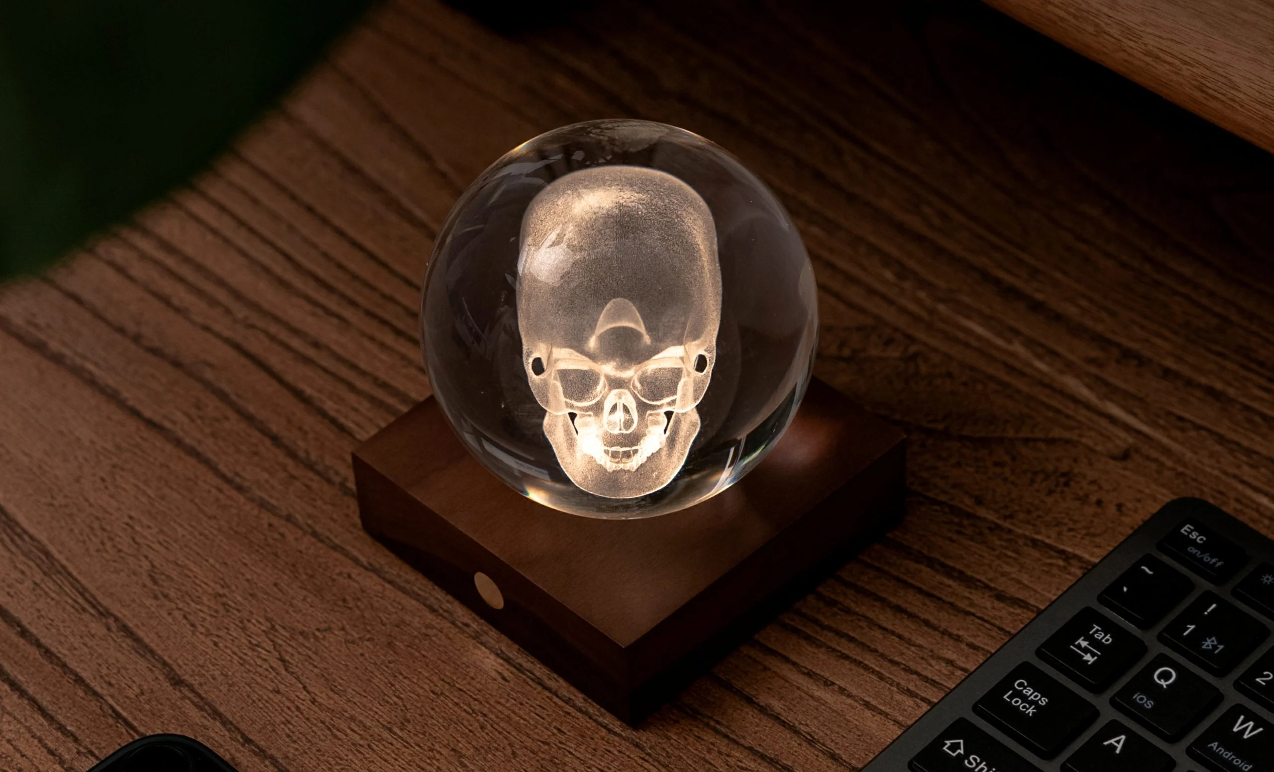 Gingko Designs Amber Crystal Light Paper Weight β Skull - Image 5