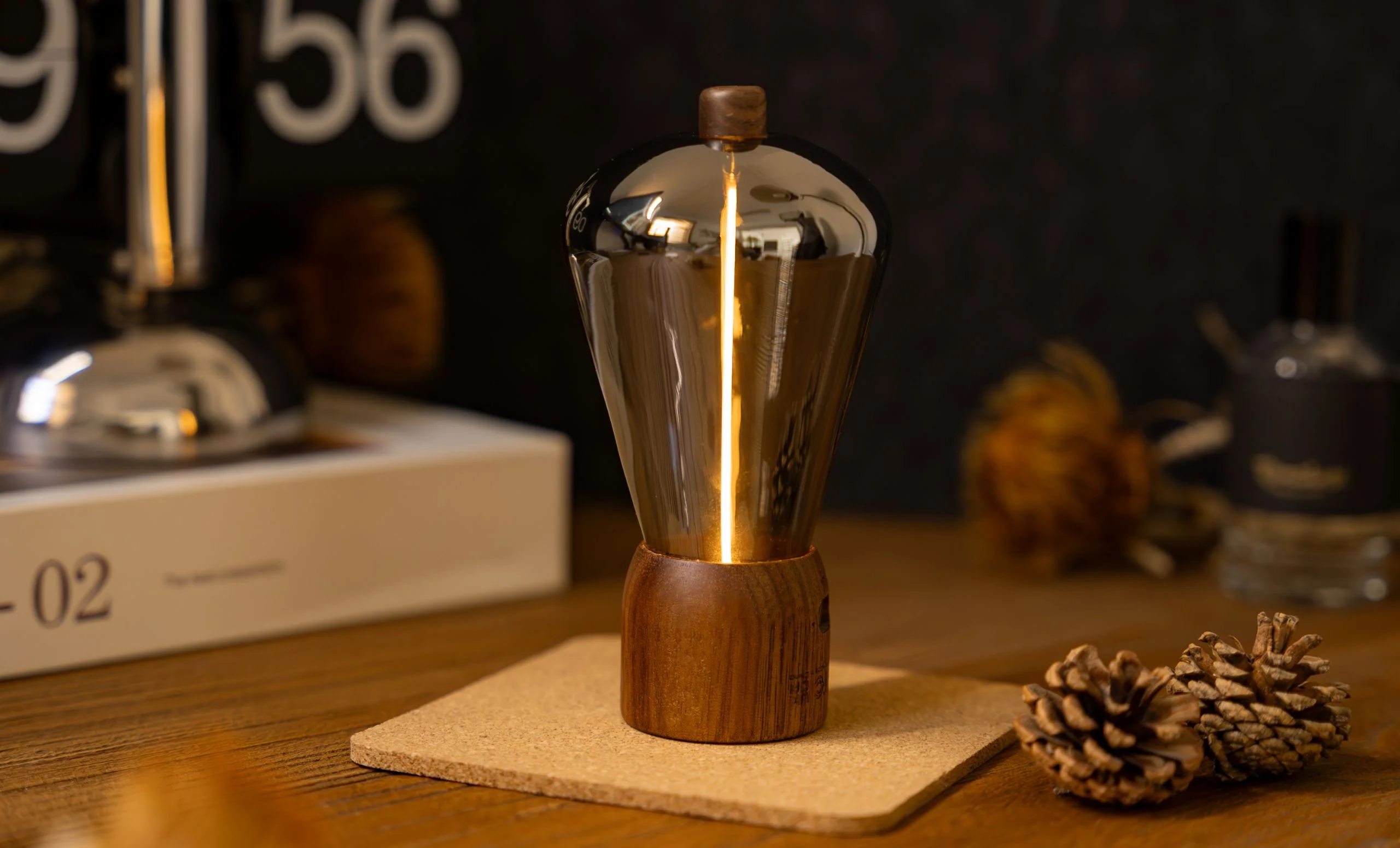 Gingko Opal Drift Light – Natural Walnut Wood – 2.6" × 5" - Image 2