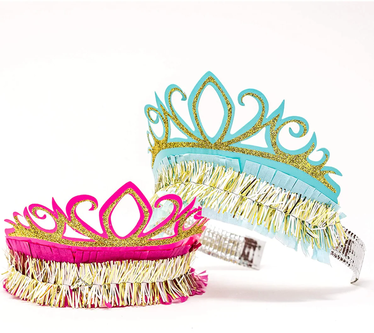 Glitter and Tinsel Tiara Hats – Assorted Colors – Set of 6 - Image 3