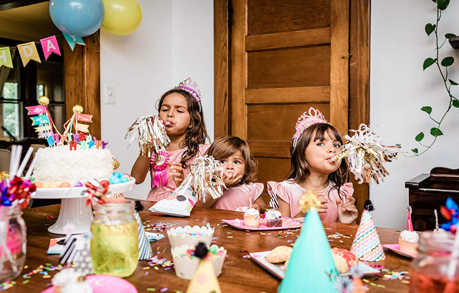 Glitter and Tinsel Tiara Hats – Assorted Colors – Set of 6 - Image 5