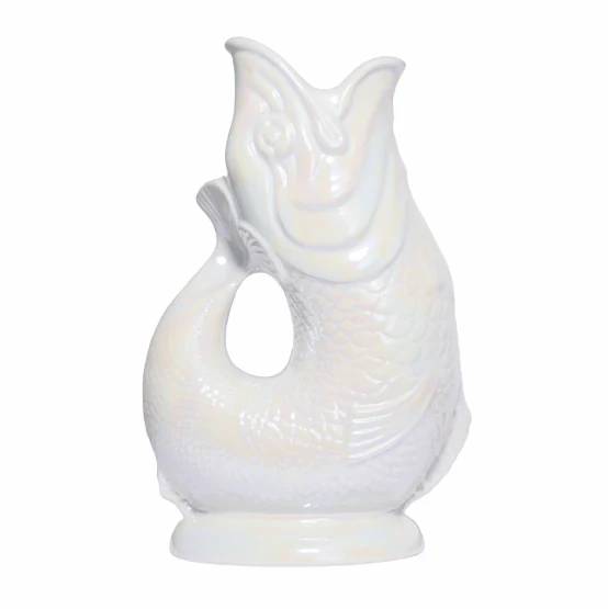 Gluggle Jug Fish Pitcher XL – Pearl Luster – 11" x 7"