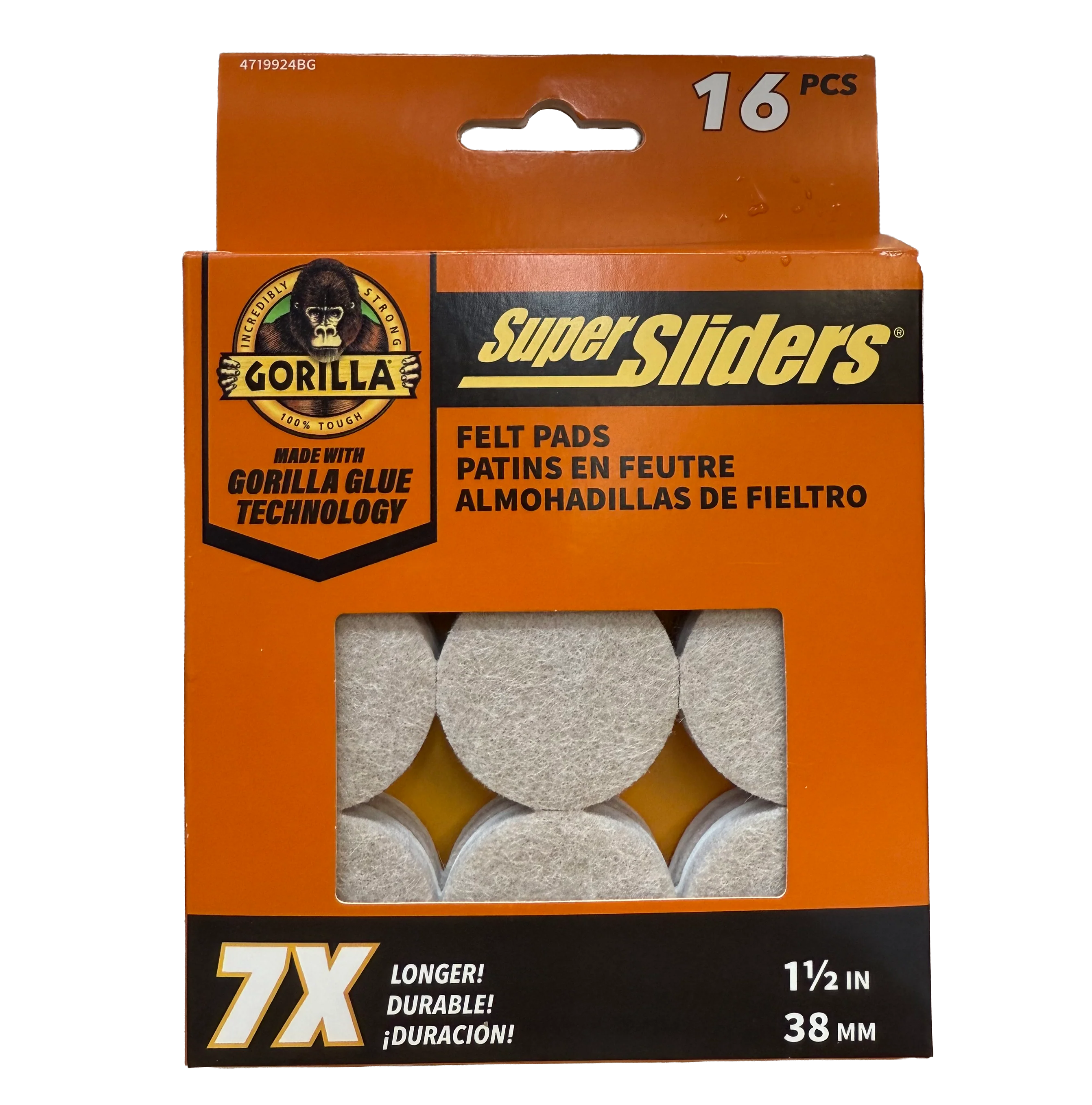 Gorilla Super Sliders Heavy Duty Beige Felt Pads – 1.5" – 16 Pack