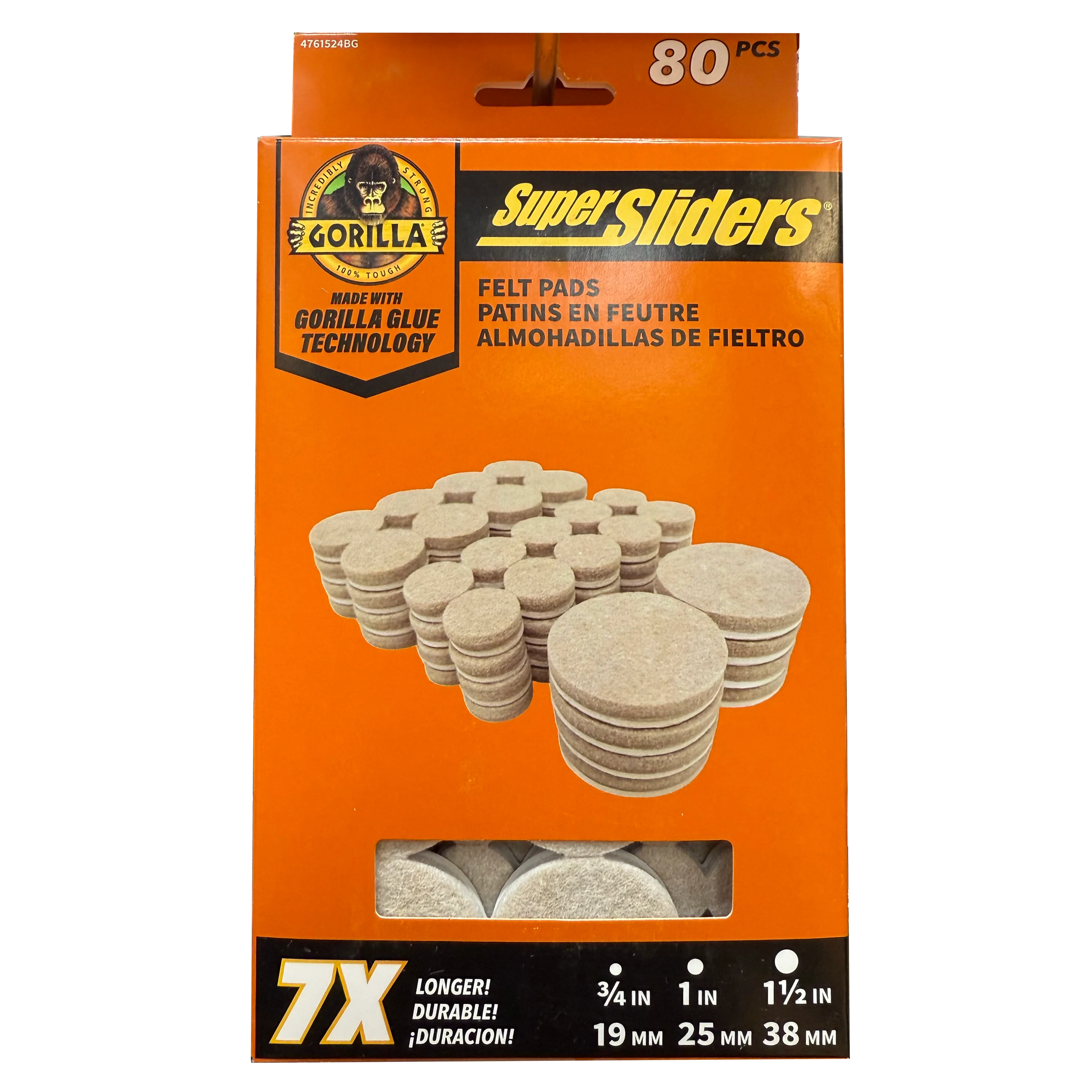 Gorilla Super Sliders Heavy Duty Beige Felt Pads – Assorted Sizes – 80 Pack