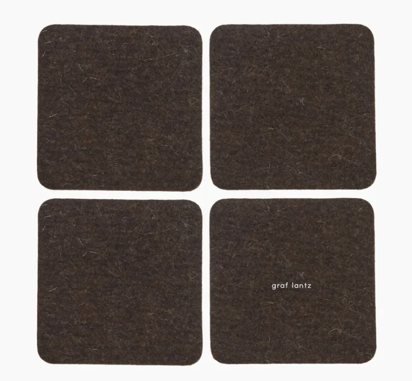 Graf Lantz Bierfilzl Merino Wool Square Felt Coaster – Chocolate – 4pk - Image 2