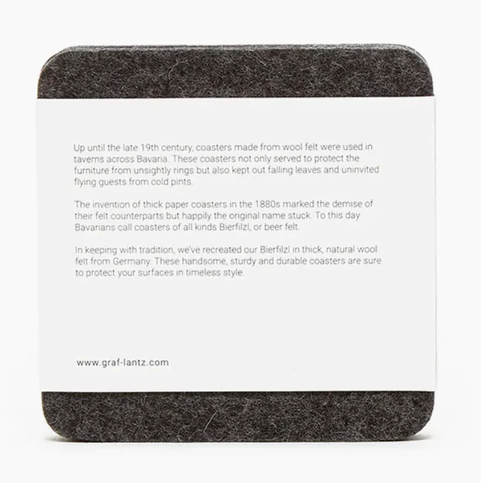 Graf Lantz Bierfilzl Square Felt Coaster – Charcoal – 4pk - Image 3