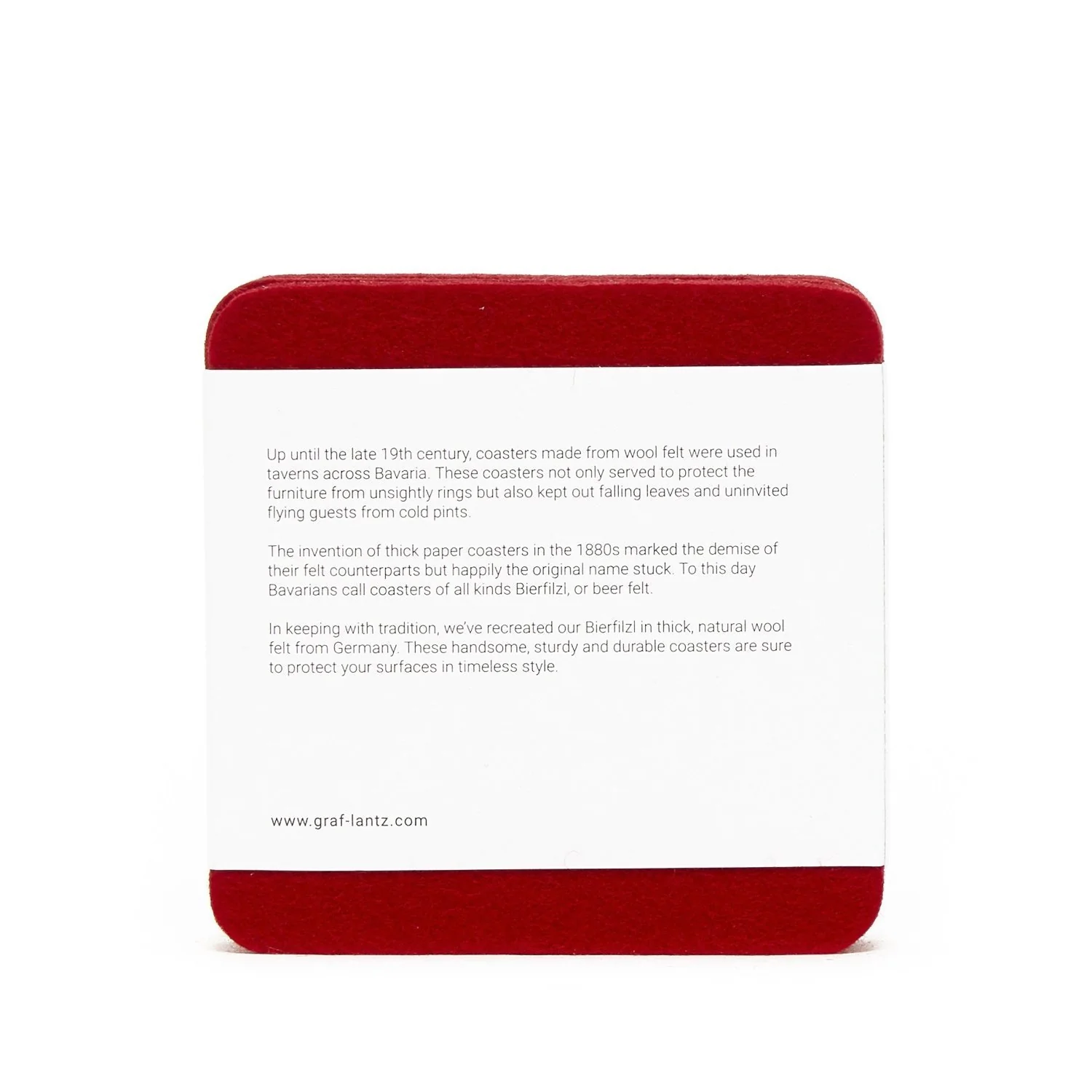 Graf Lantz Bierfilzl Square Felt Coaster – Red – 4pk - Image 3