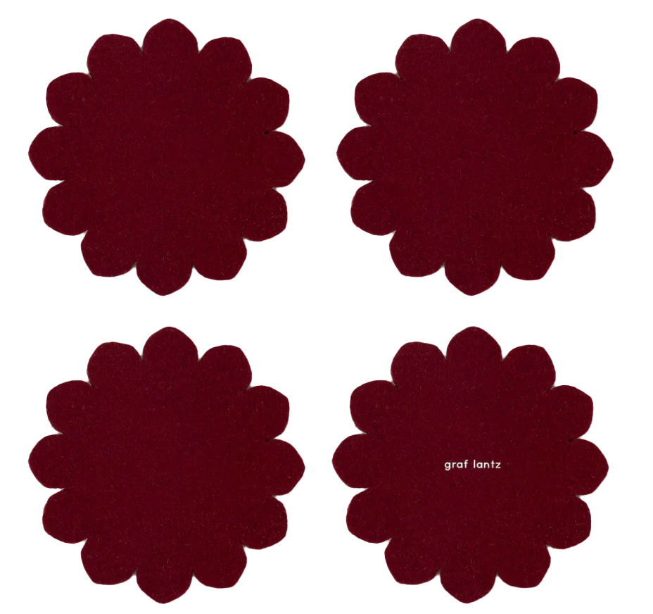 Graf Lantz Crest Merino Wool Coaster – Burgundy – 4 Pack