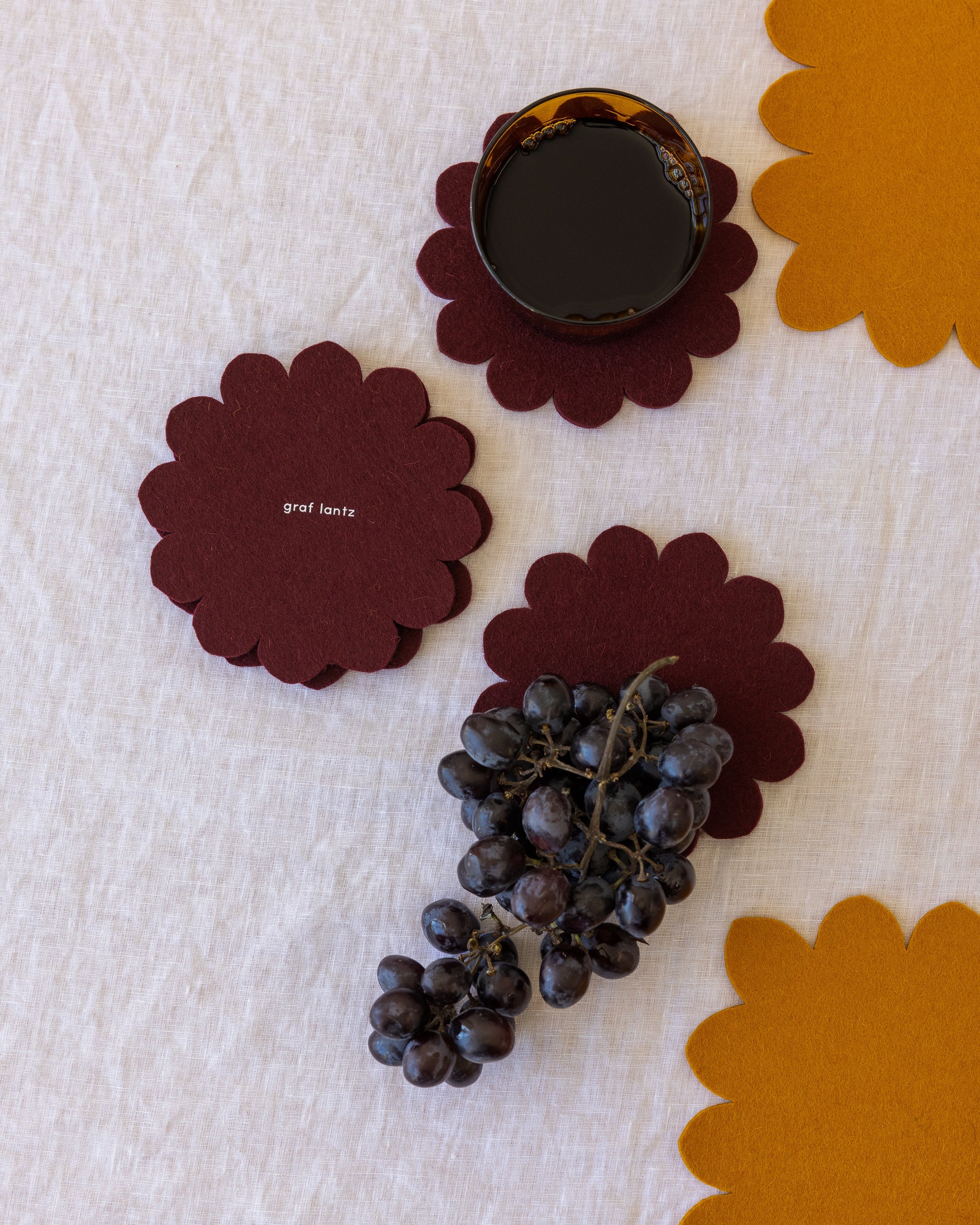 Graf Lantz Crest Merino Wool Coaster – Burgundy – 4 Pack - Image 2