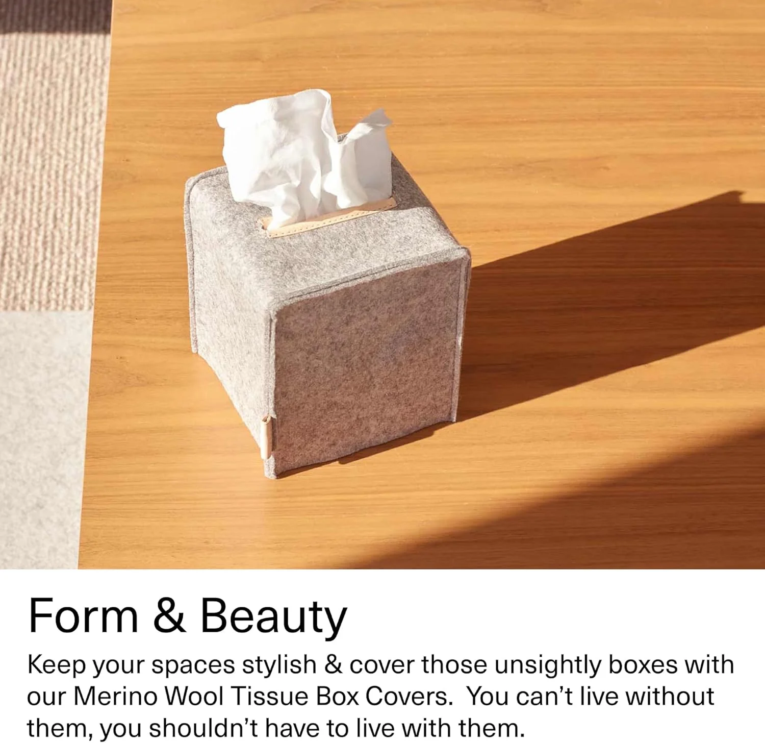 Graf Lantz Small Felt Tissue Box Cover – Heather White - Image 3