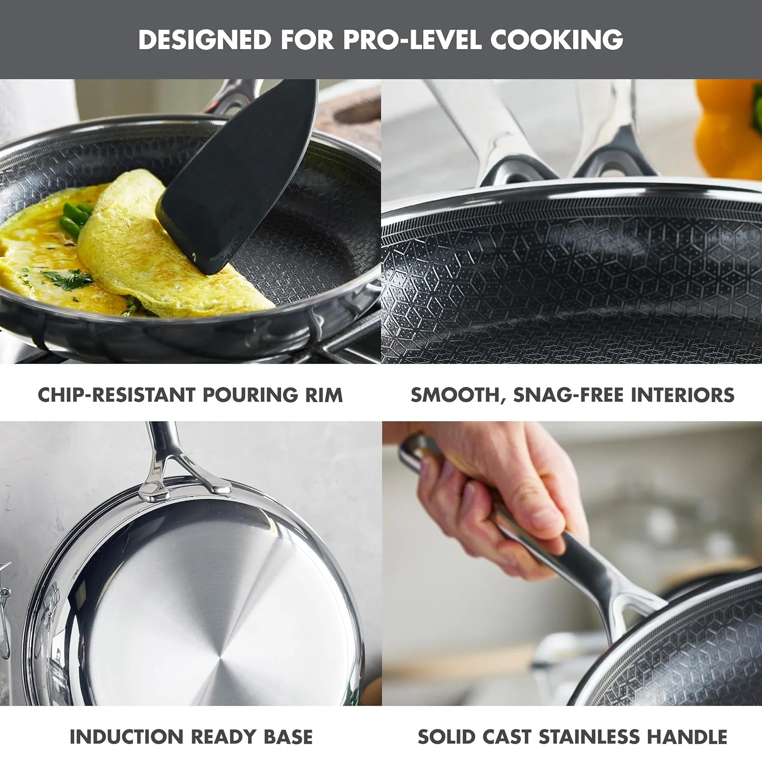 GreenPan Spectra Frying Pan Skillet – Hybrid Tri-Ply Stainless Steel Ceramic Nonstick – 10" & 12" - Image 2