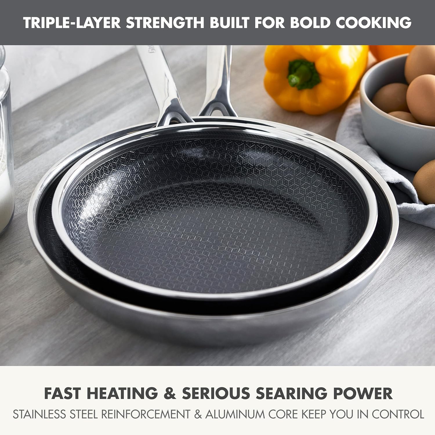 GreenPan Spectra Frying Pan Skillet – Hybrid Tri-Ply Stainless Steel Ceramic Nonstick – 10" & 12" - Image 7