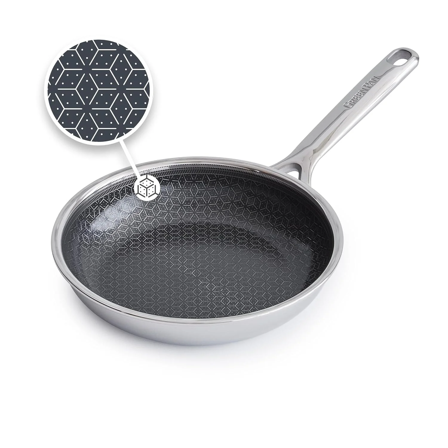 GreenPan Spectra Frying Pan Skillet – Hybrid Tri-Ply Stainless Steel Ceramic Nonstick – 8"