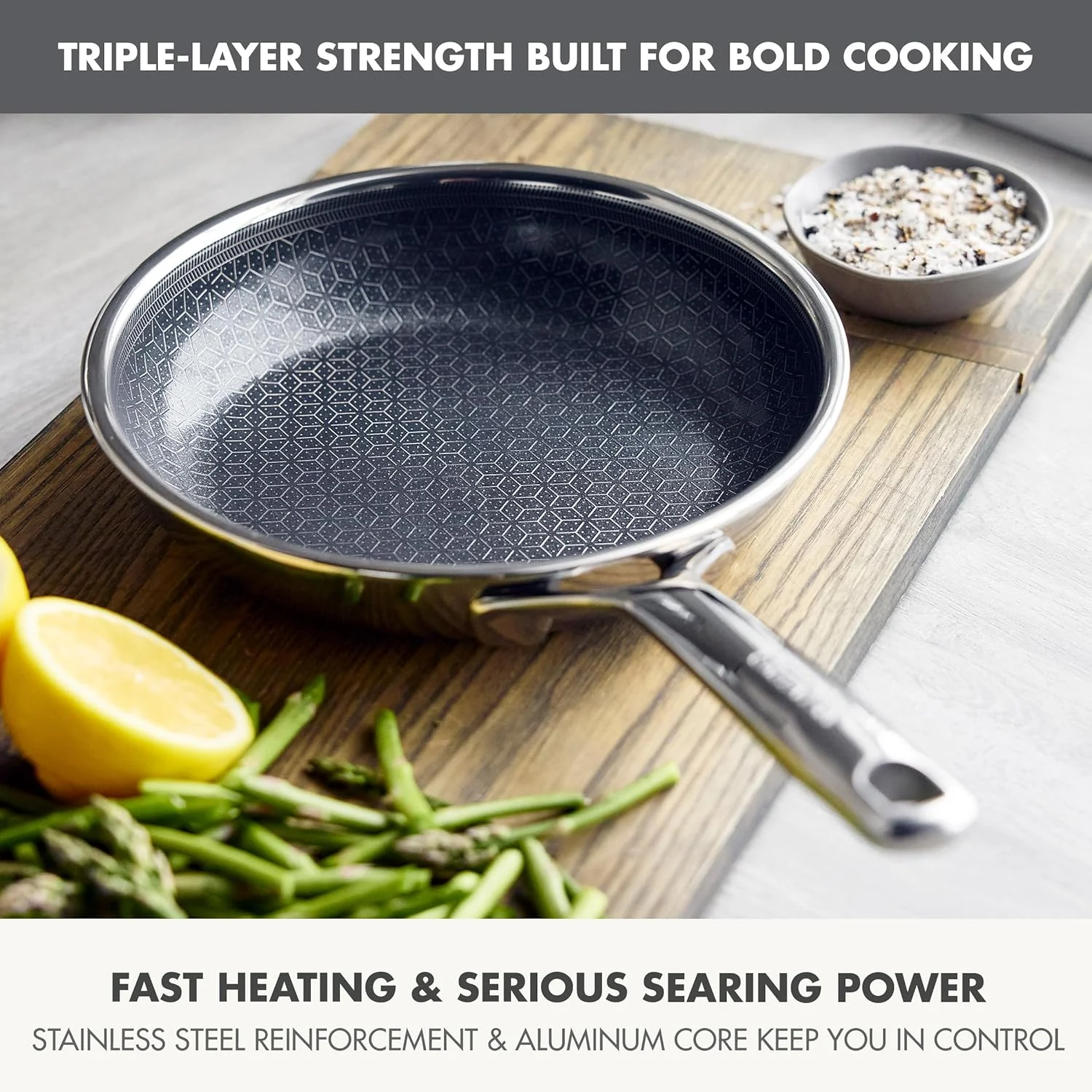 GreenPan Spectra Frying Pan Skillet – Hybrid Tri-Ply Stainless Steel Ceramic Nonstick – 8" - Image 2