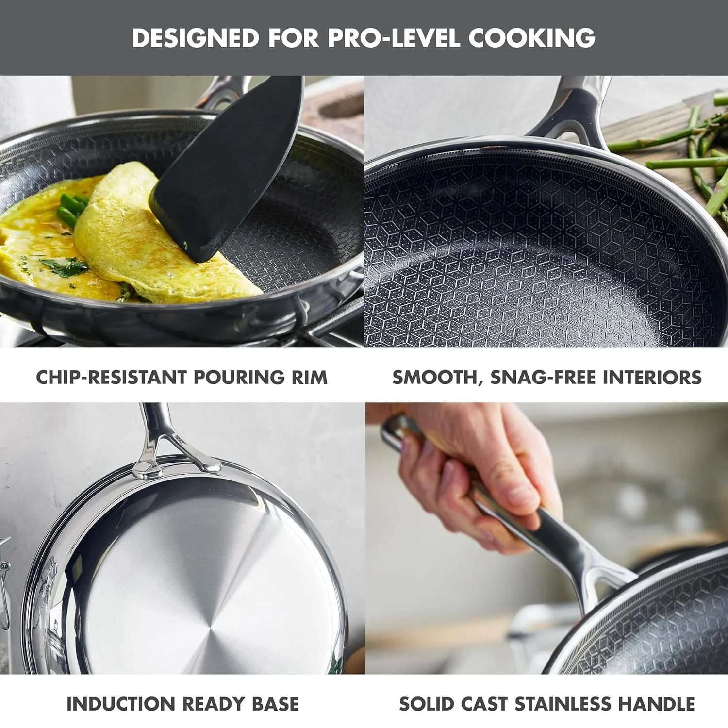 GreenPan Spectra Frying Pan Skillet – Hybrid Tri-Ply Stainless Steel Ceramic Nonstick – 8" - Image 4