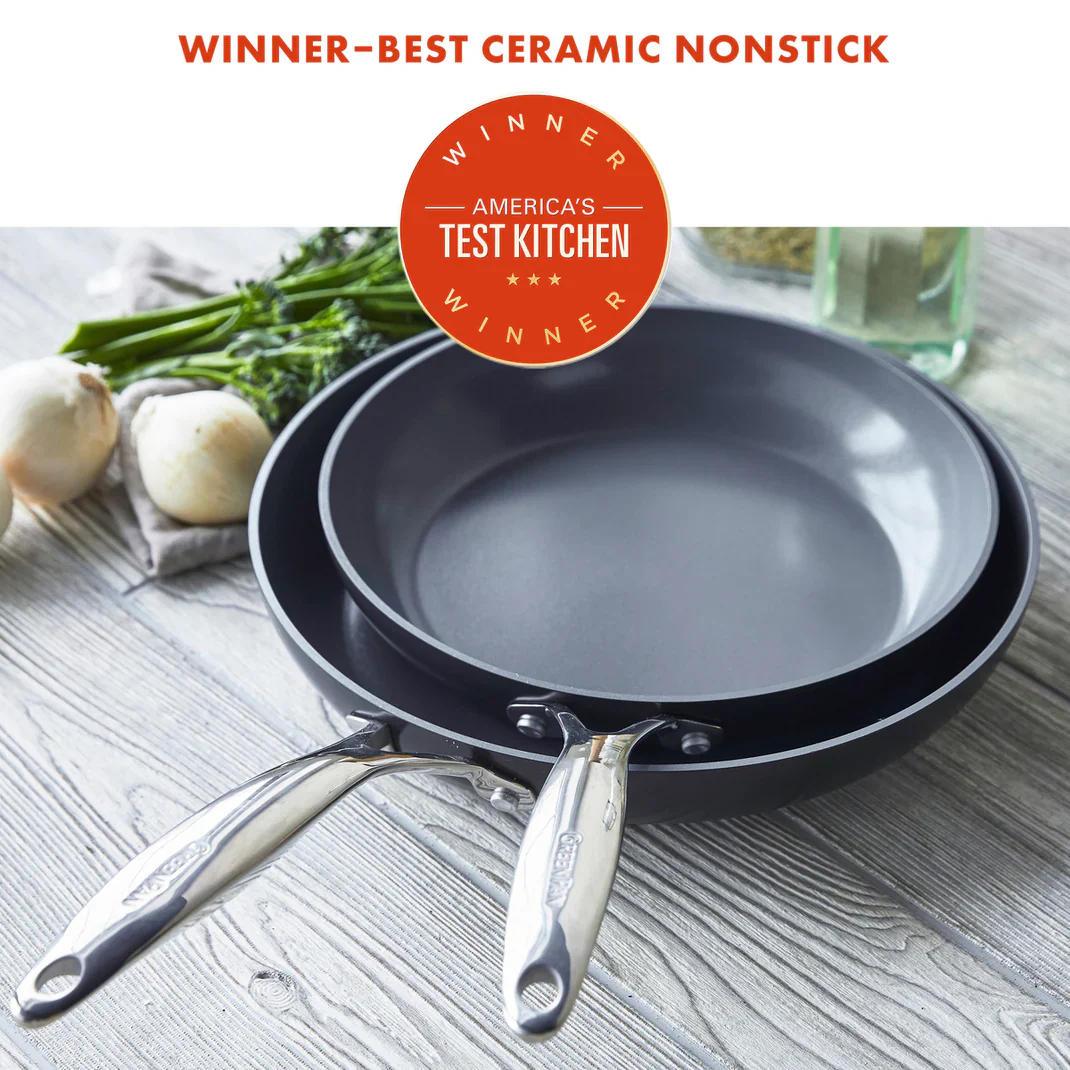 GreenPan Valencia Pro Ceramic Nonstick 8" and 10" Frypan Set - Image 3