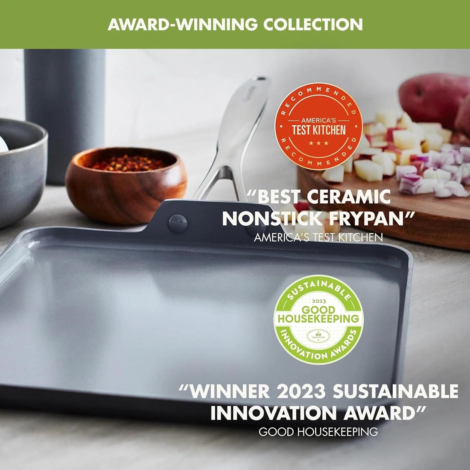 GreenPan Valencia Pro Hard Anodized Healthy Ceramic Nonstick Griddle Pan – 11" - Image 6