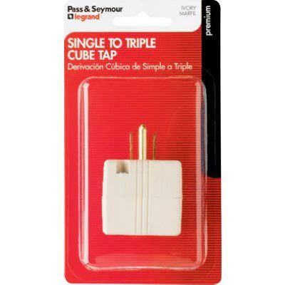 Grounded Triple Cube Adapter β Ivory