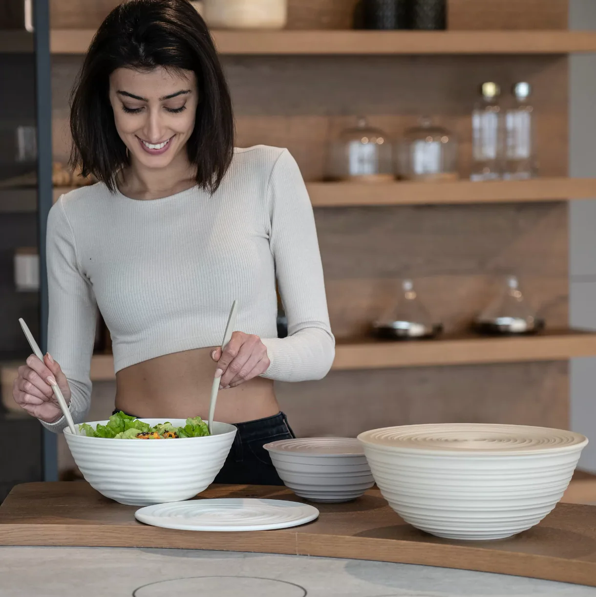 Guzzini Large Tierra Bowl with Lid – Milk White - Image 2