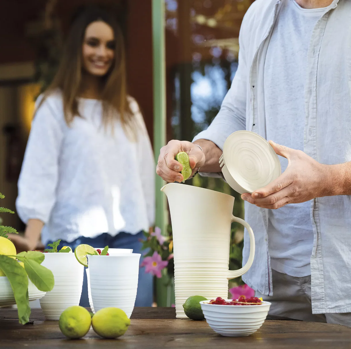 Guzzini Tierra Pitcher with Lid – Milk White - Image 2