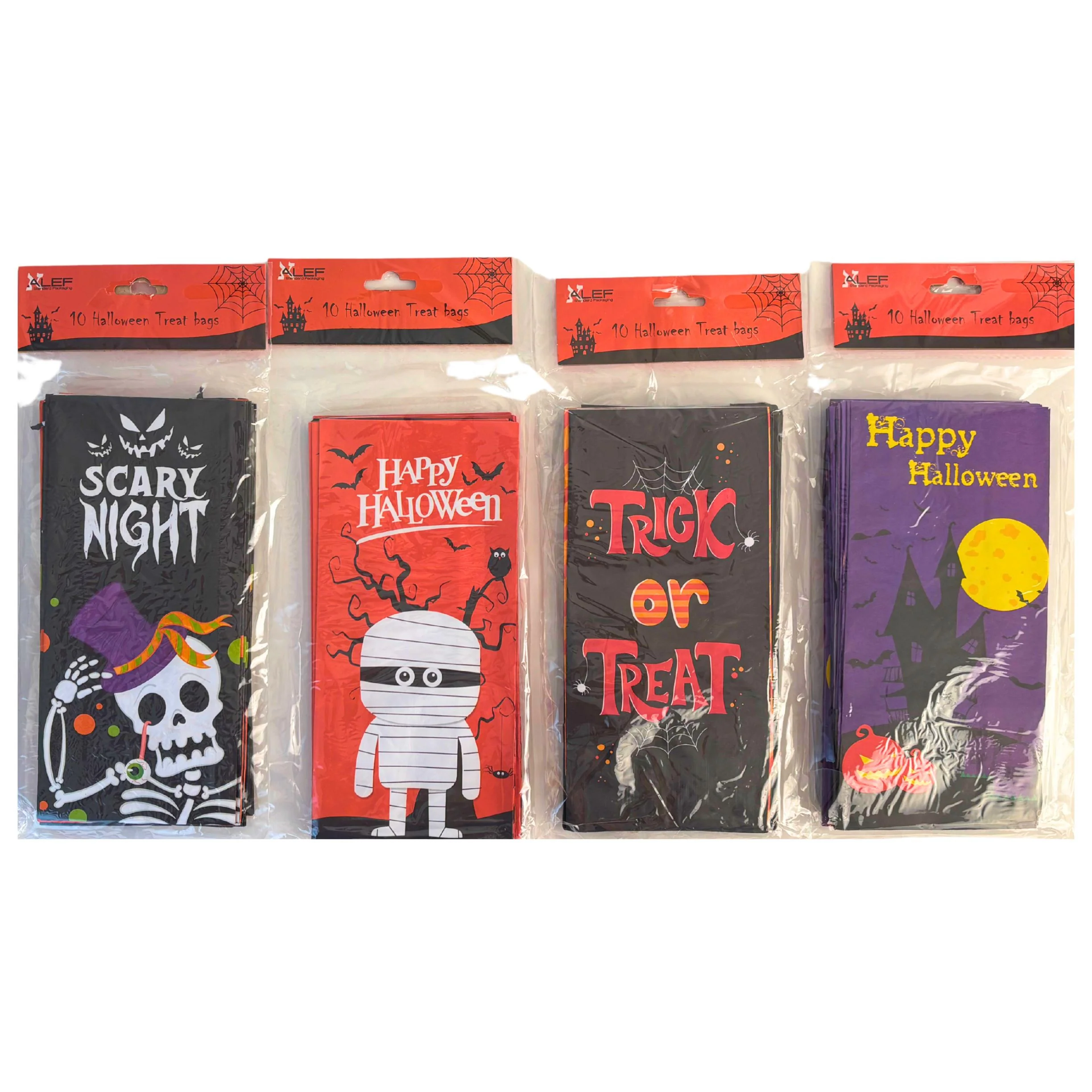 Halloween Treat Bags – Assorted Colors - 10 pack – Each Style Sold Separately
