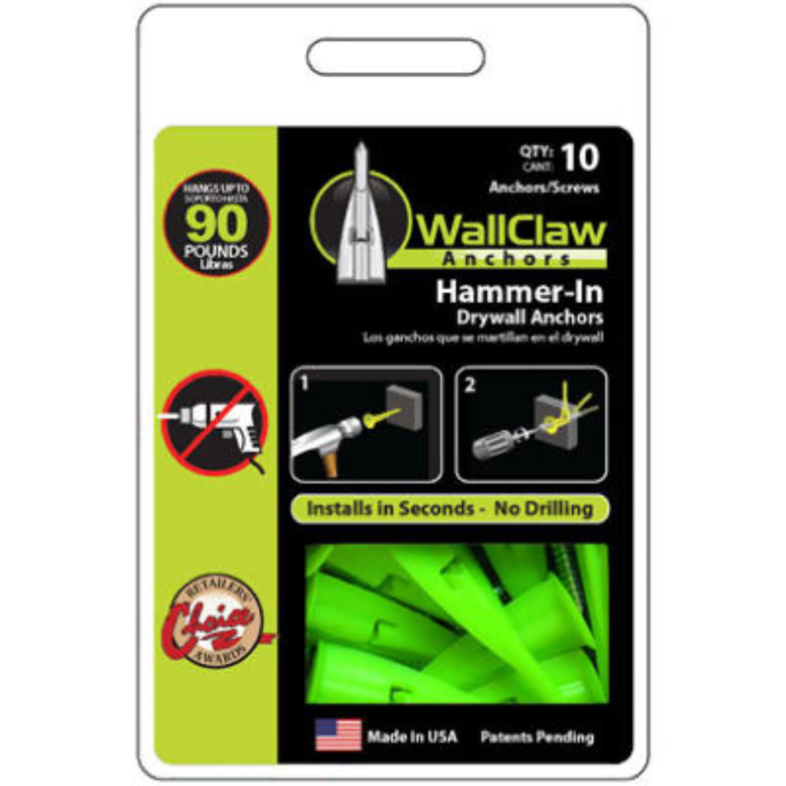 Hammer In Drywall Anchors β 10 Pack