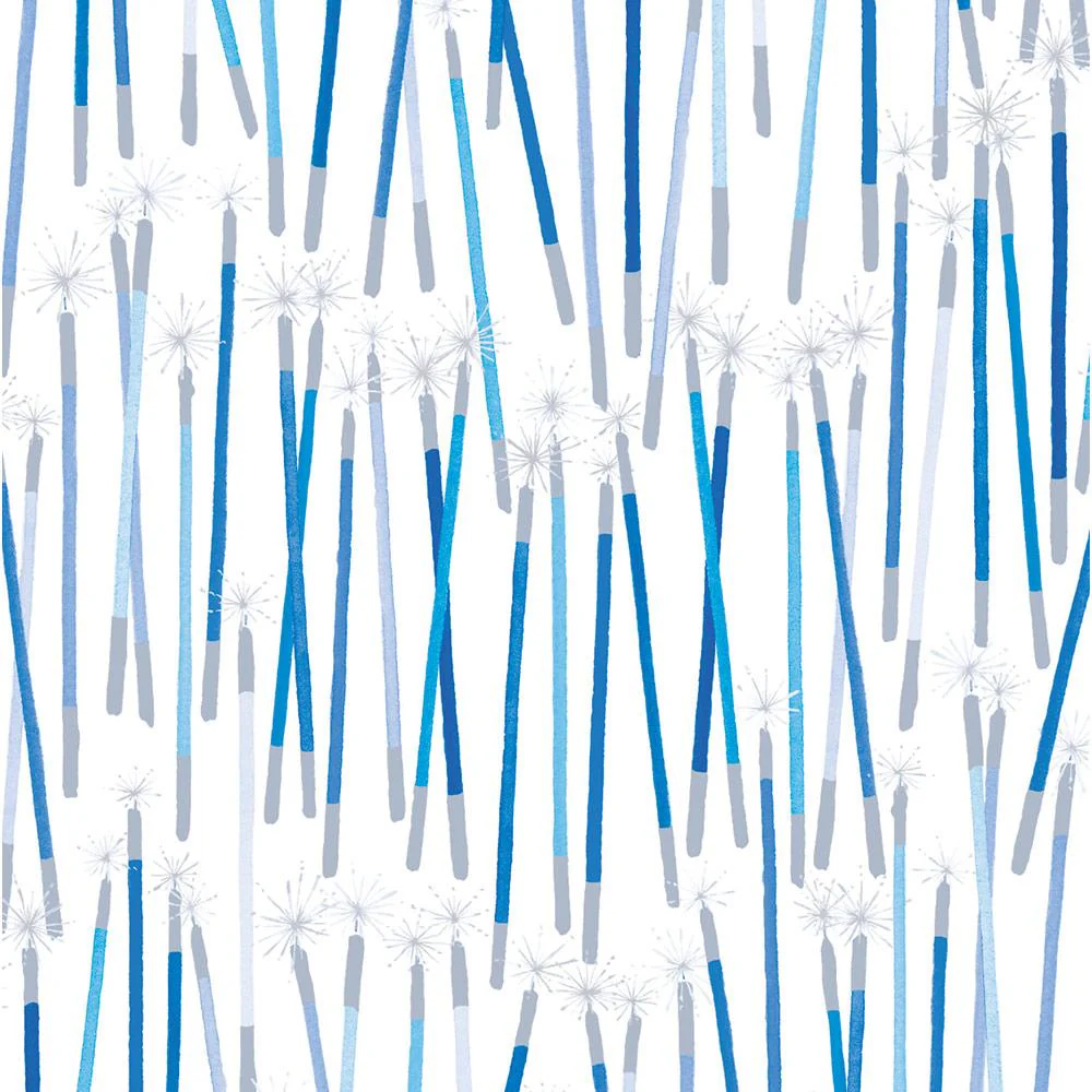 Hanukkah Candles Gift Wrapping Paper in Blue - 30" x 8' Roll – Local Delivery Only - Image 2