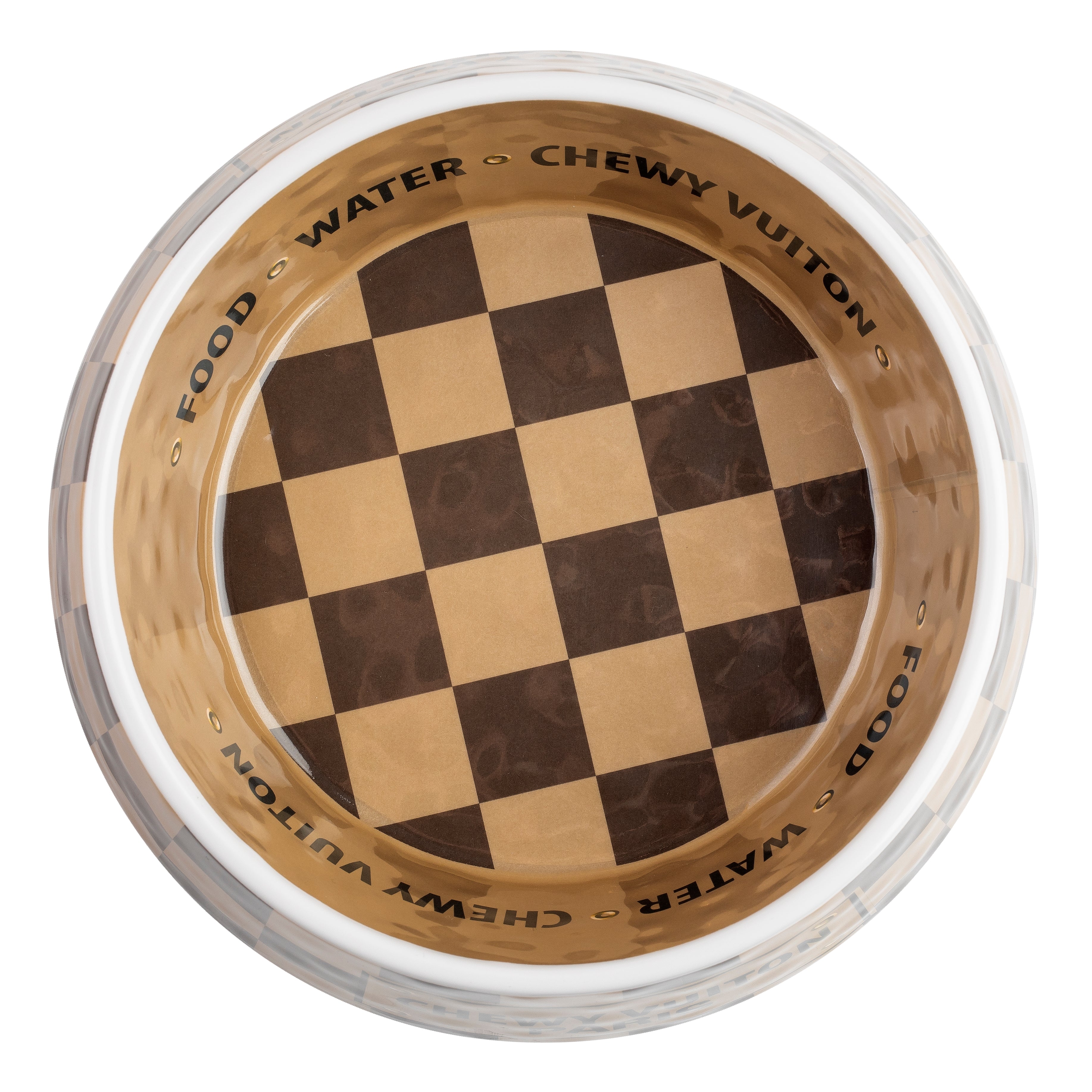Haute Diggity Dog Designer Inspired Pampered Pooch Checker Chewy Vuiton Bowl - Medium - Image 3