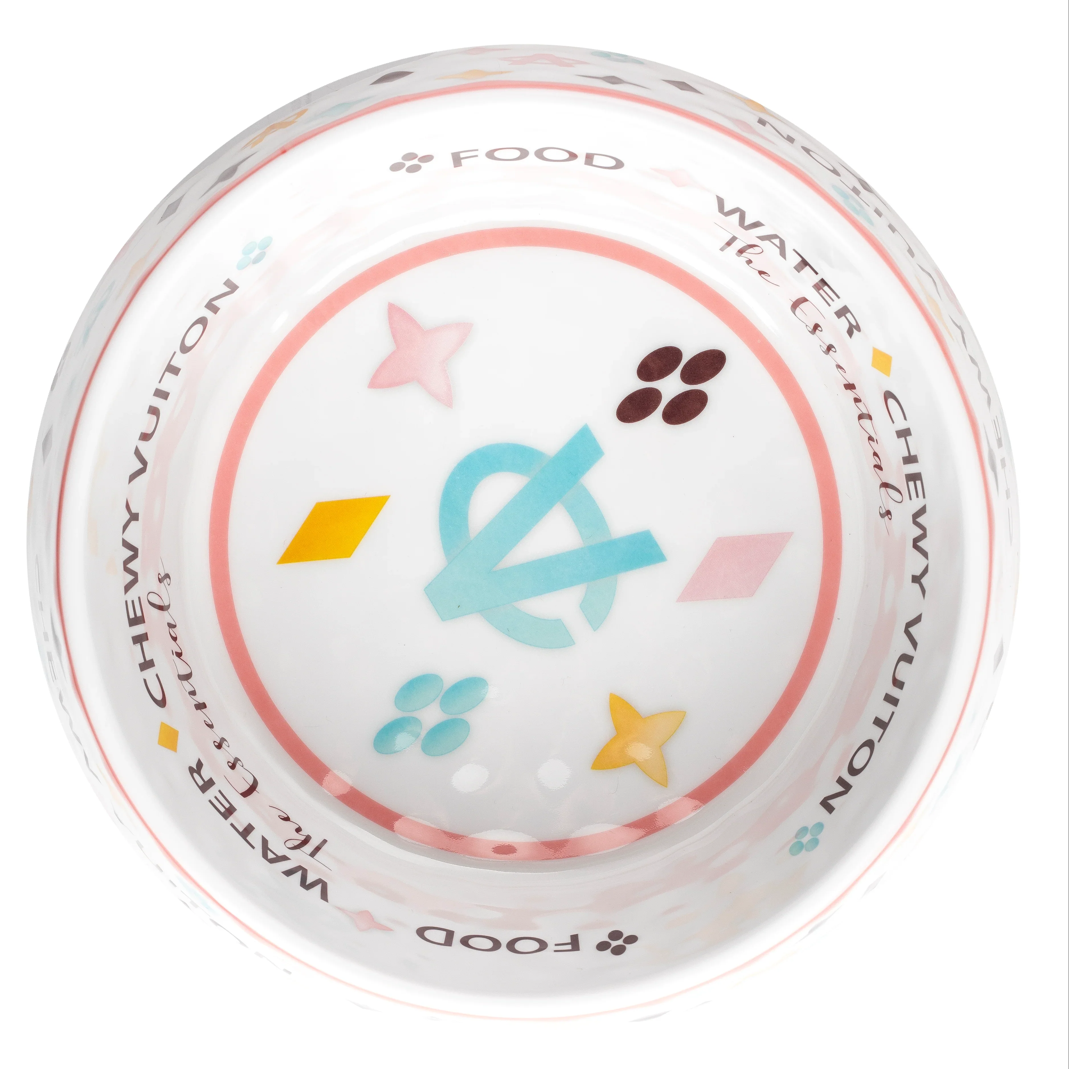 Haute Diggity Dog Designer Inspired Pampered Pooch White Chewy Vuiton Bowl - Large - Image 3
