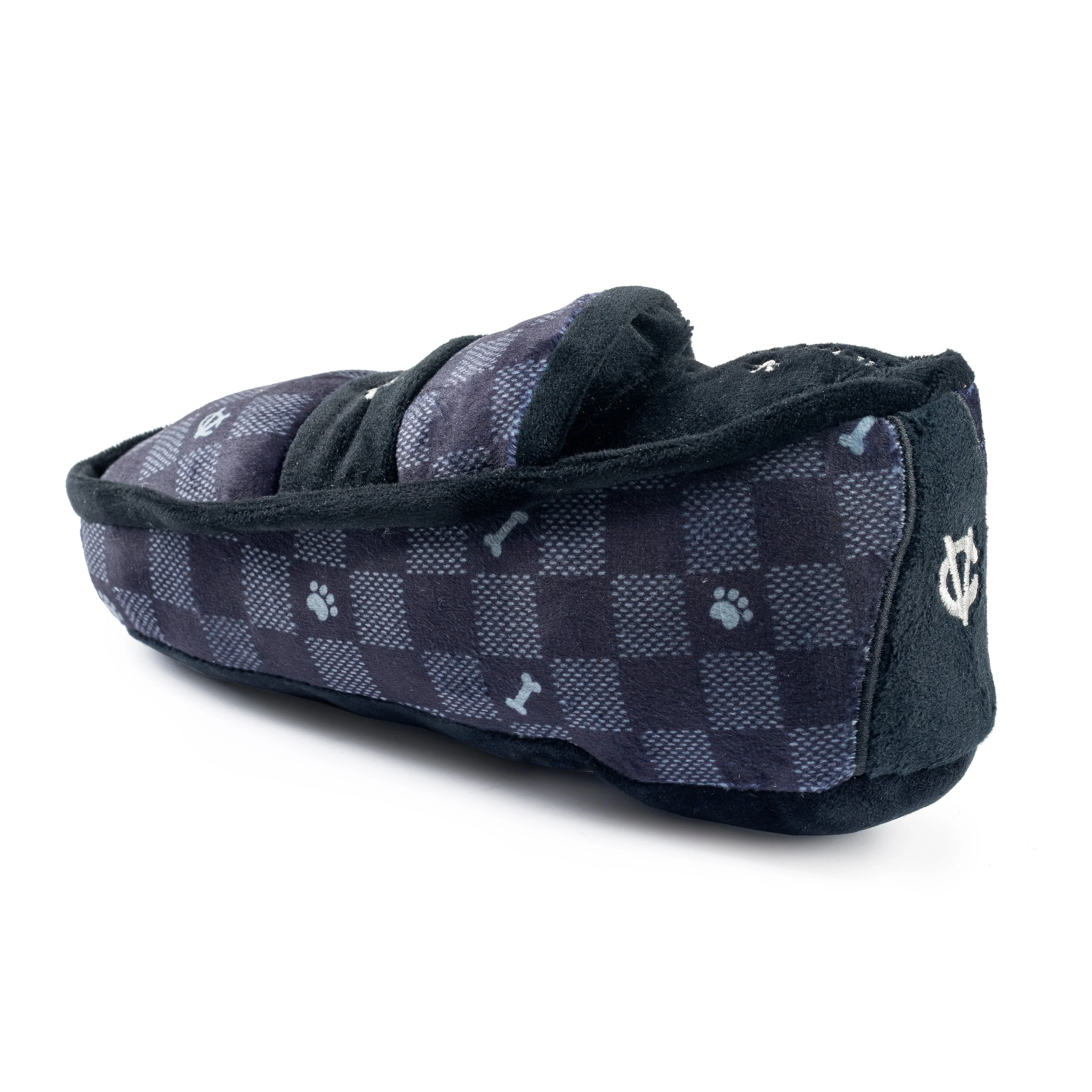 Haute Diggity Dog Designer Inspired Plush Dog Toy – Black Checker Chewy Vuiton Loafer - Image 2
