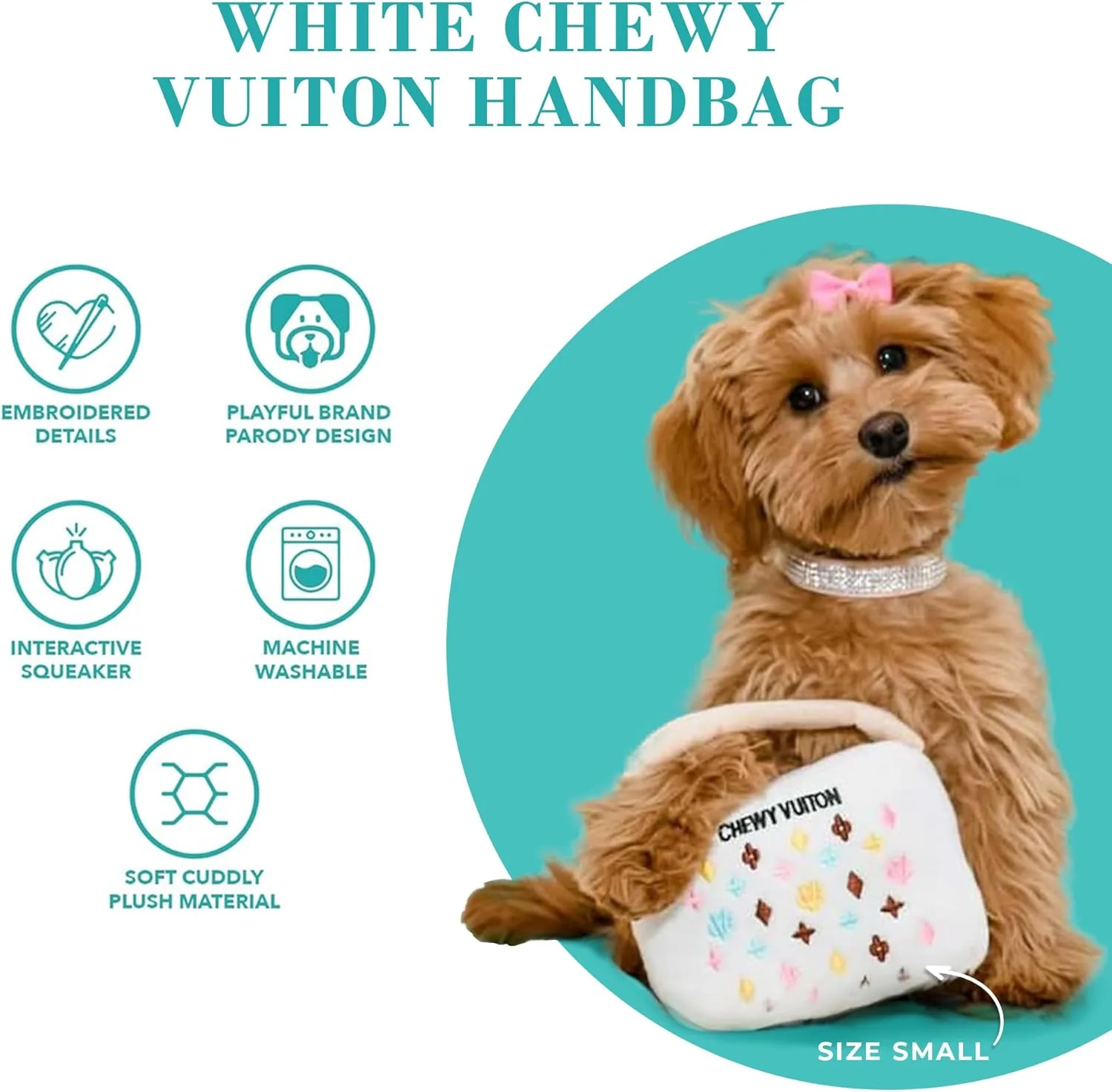 Haute Diggity Dog Designer Inspired Plush Dog Toy – Chewy Vuiton Handbag - Image 3