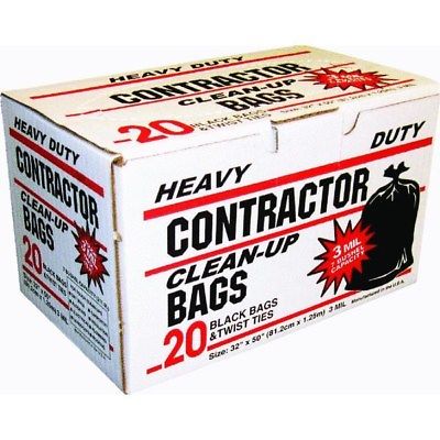 Heavy Duty Black Contractor Trash Bag – 32" x 50" – 20 Count - Image 2