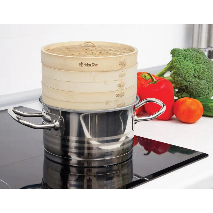 Helen's Asian Kitchen Bamboo Steamer with Lid – 10in - Image 2