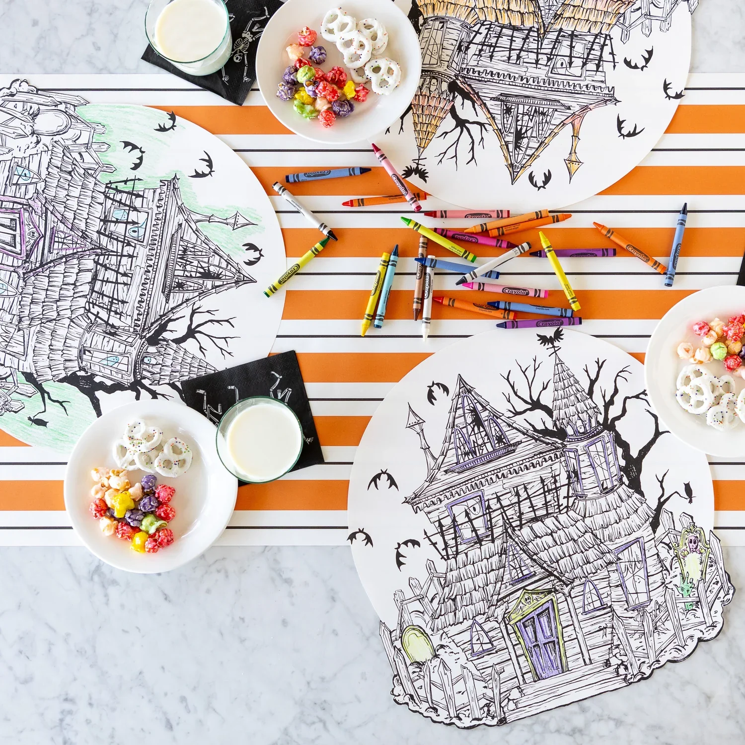 Hester & Cook Die-Cut Paper Coloring Placemats – Haunted House – Pack of 12 - Image 4