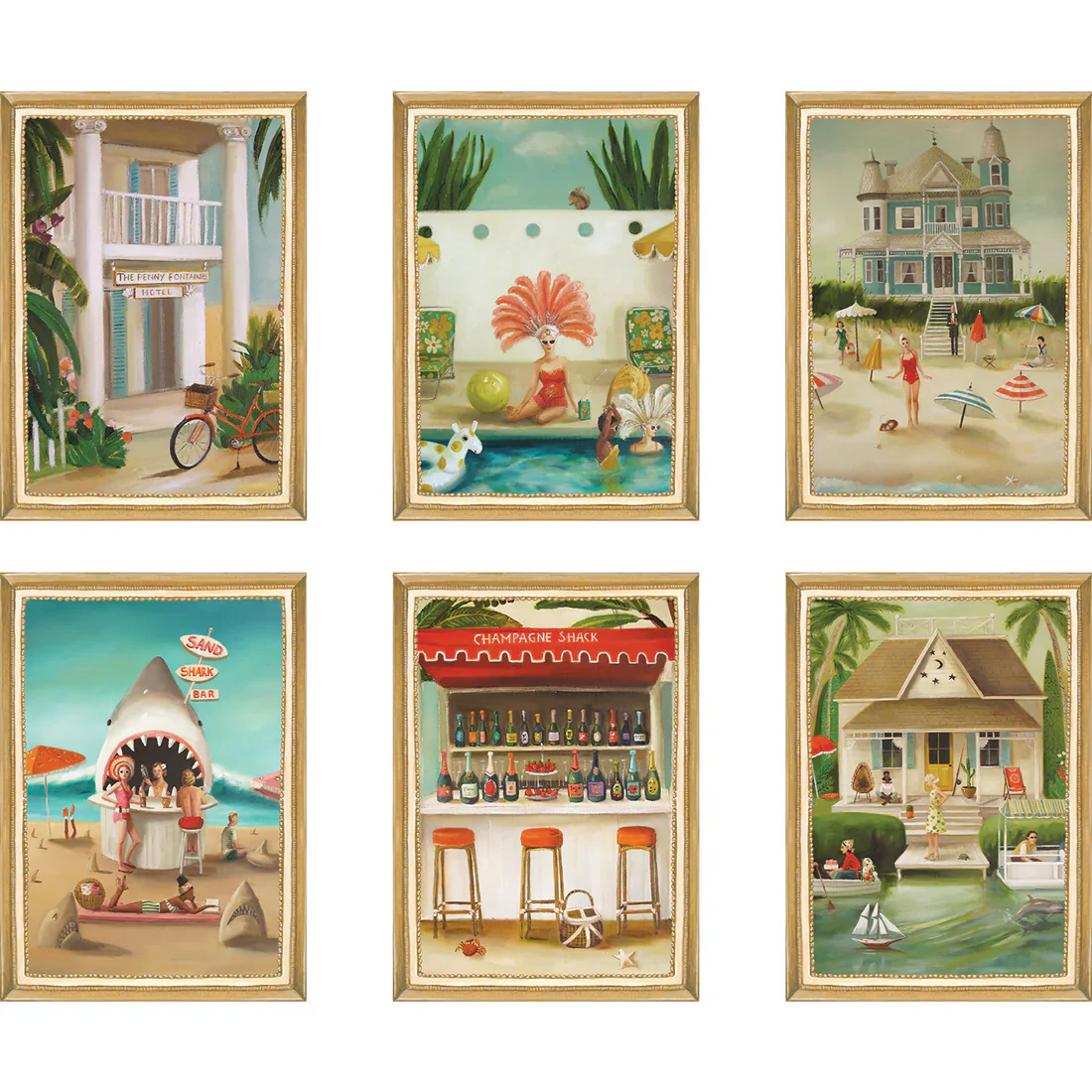 Hester & Cook Flat Note Boxed Cards β On Holiday β Set of 6