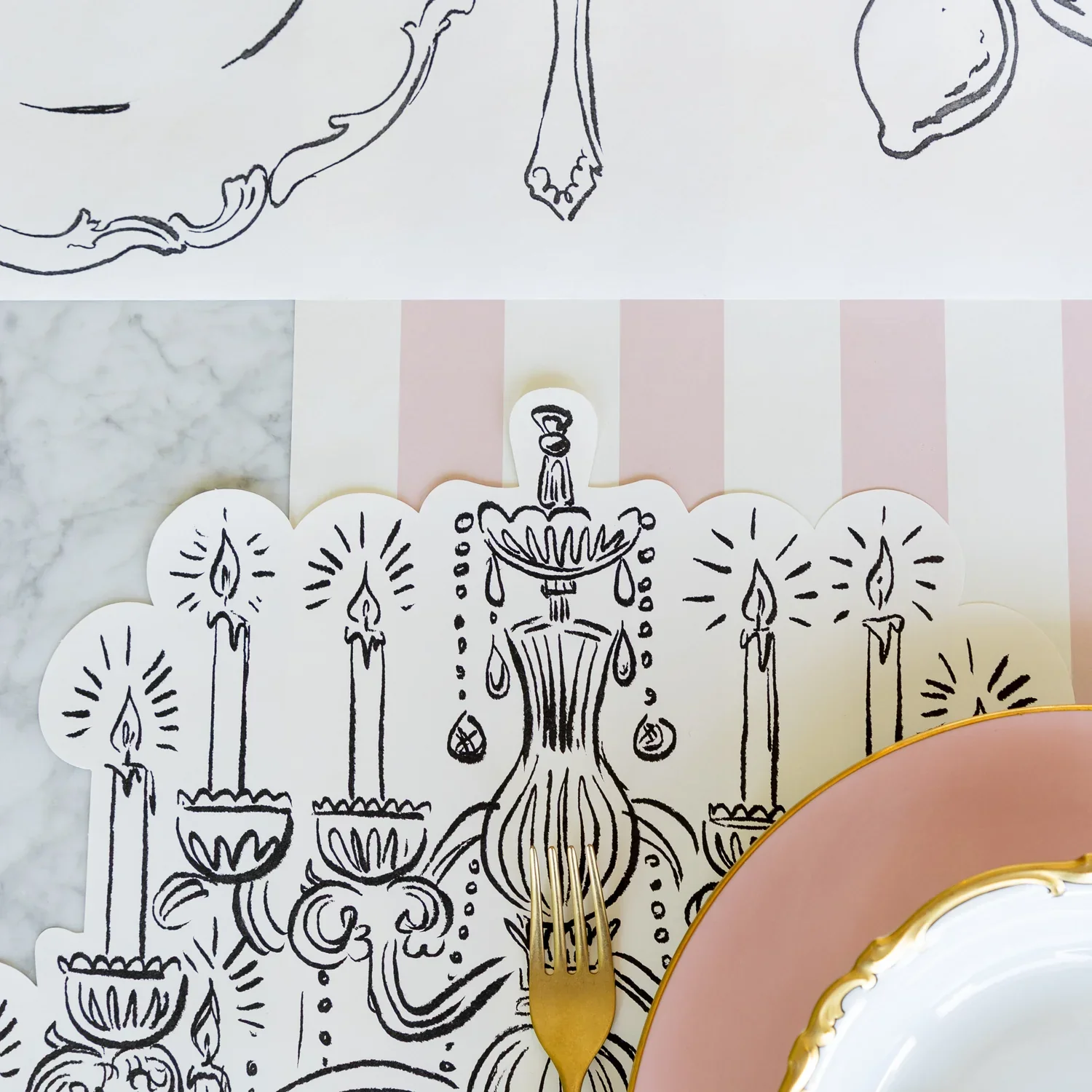 Hester & Cook Paper Placemats - Die-Cut Chandelier Placemat – Pack of 12 - Image 2