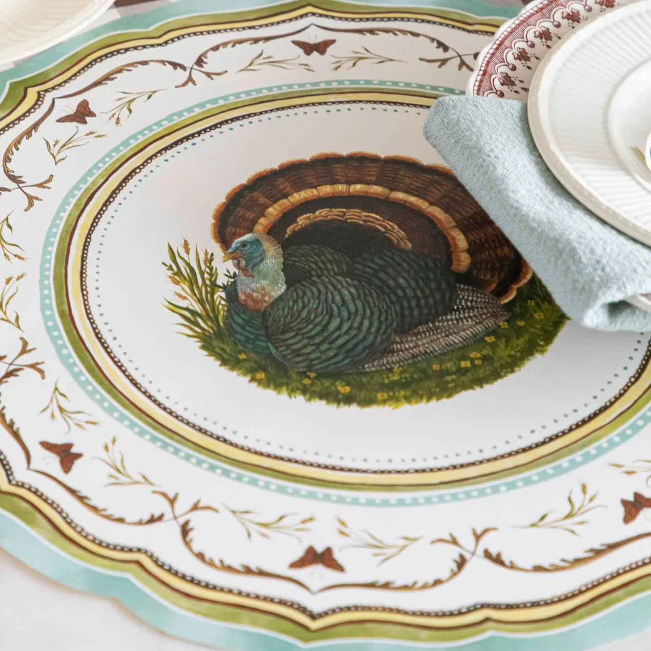 Hester & Cook Paper Placemats - Die-Cut Heritage Turkey China Placemat – Pack of 12 - Image 2