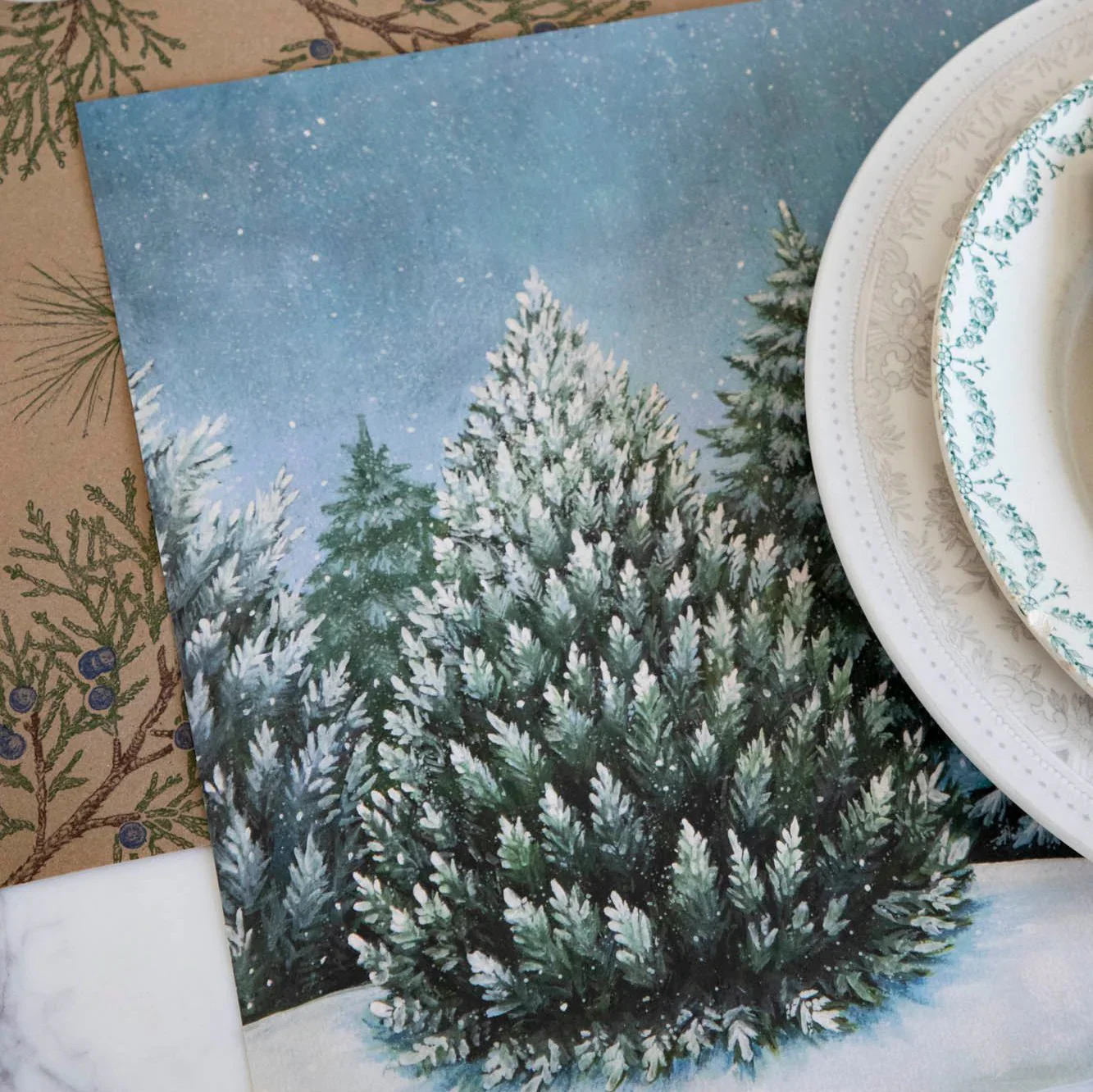 Hester & Cook Paper Placemats - Evergreen Forest – 18 Per Pack - Image 2
