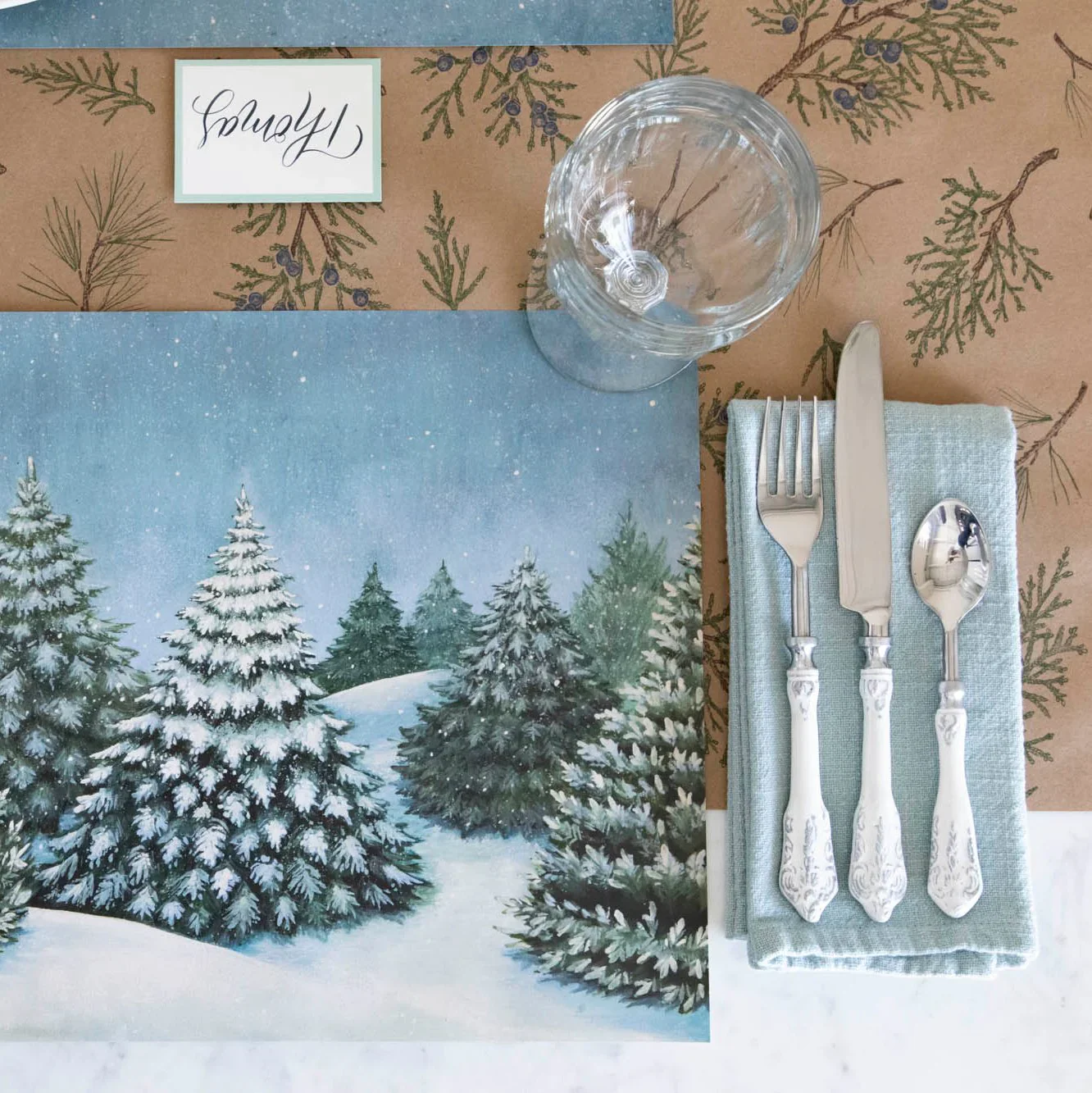 Hester & Cook Paper Placemats - Evergreen Forest – 18 Per Pack - Image 3
