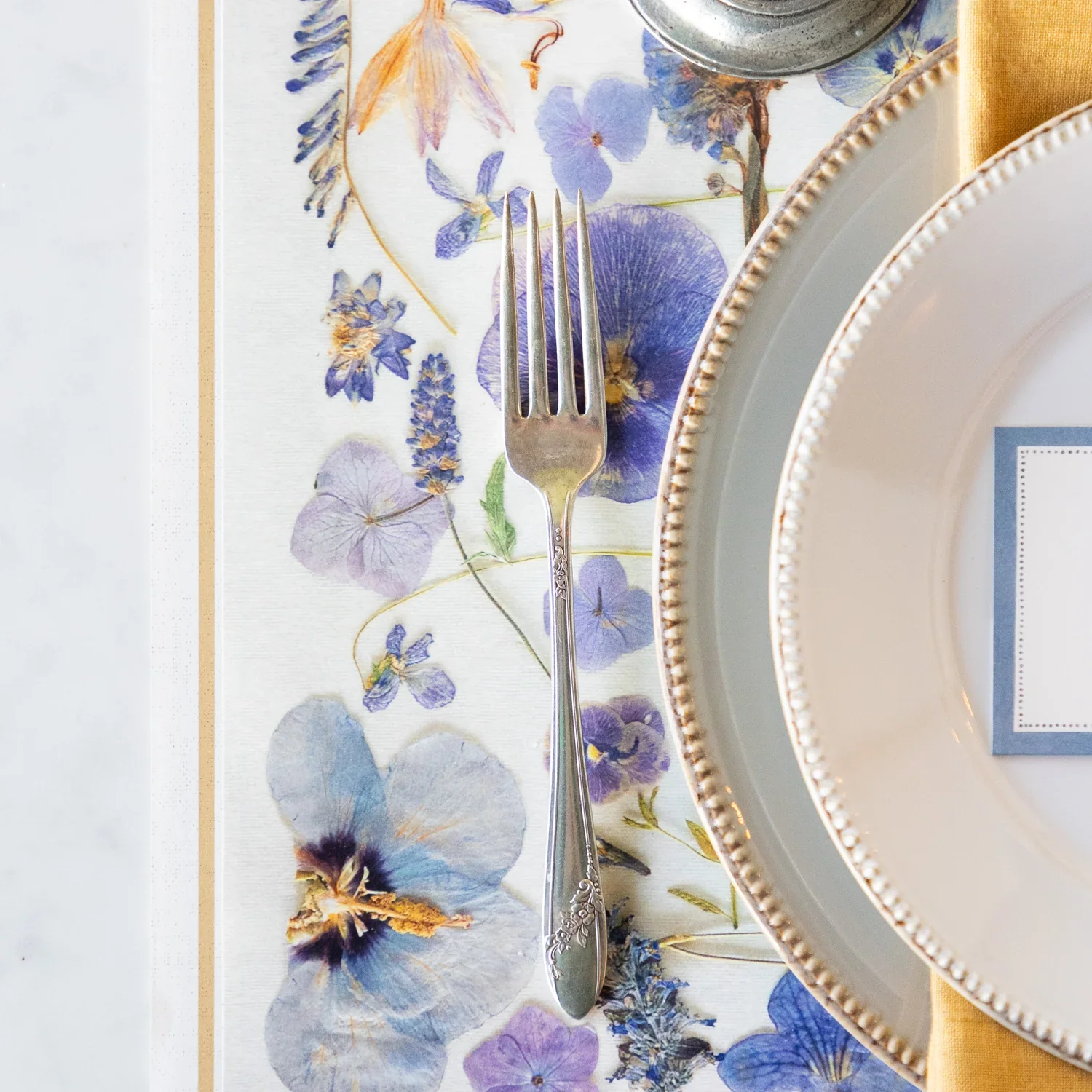 Hester & Cook Paper Placemats - Periwinkle Pressed Petals – Pack of 18 - Image 3