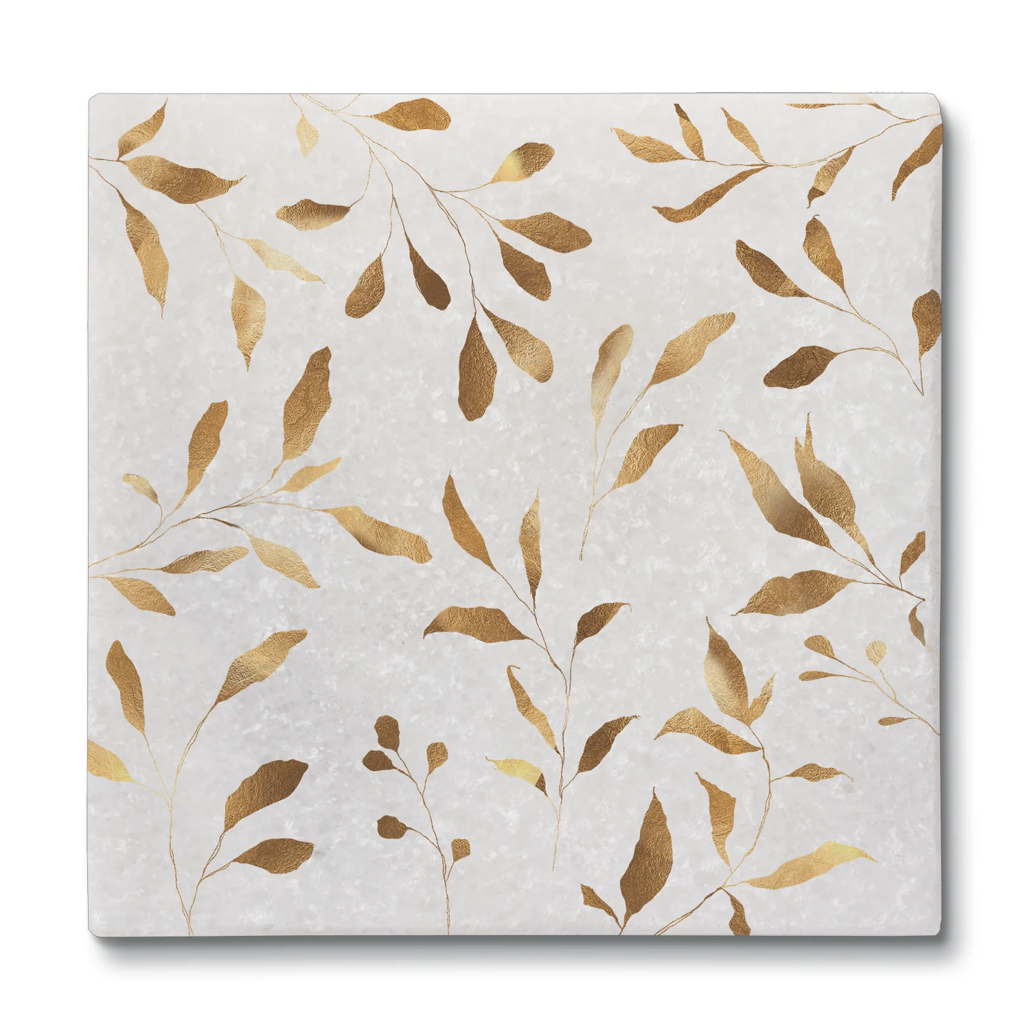 CounterArt  Natural Marble Cork Backed Stone Coasters –Gilded Vine – Set of 4